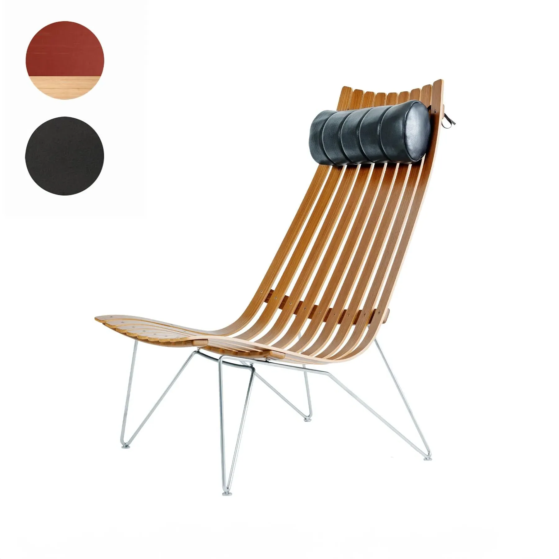 High-Back Lounge Chair with Swivel - Red