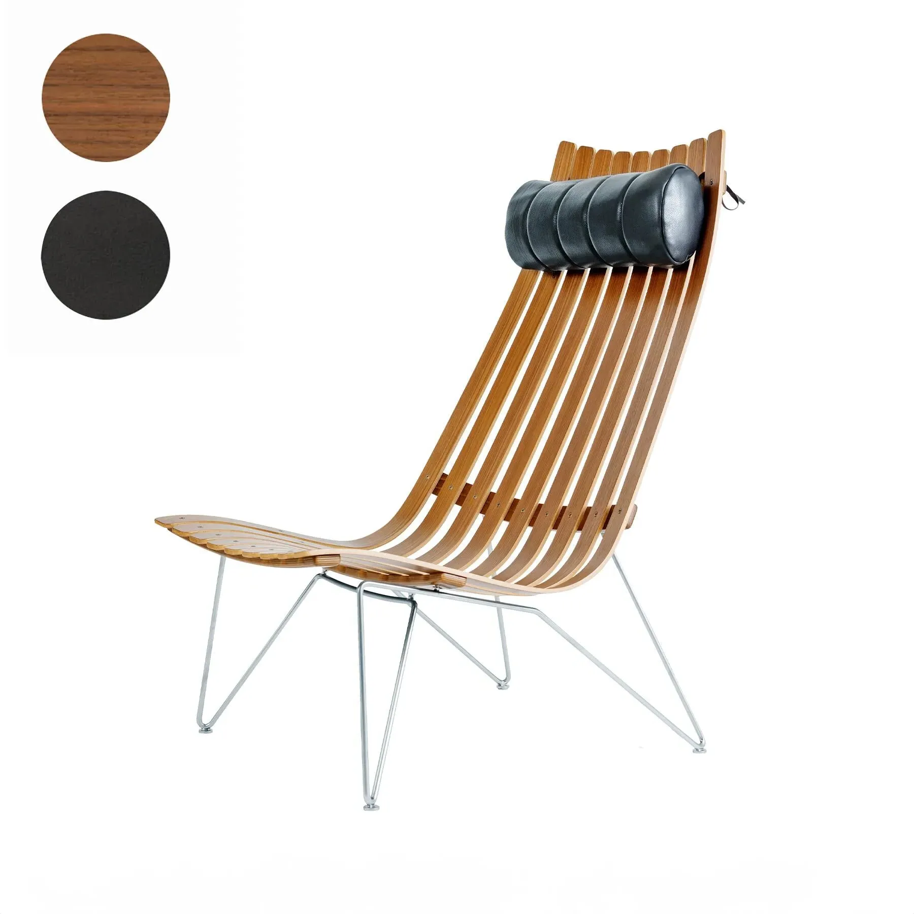 High-Back Lounge Chair with Swivel - White, Wood