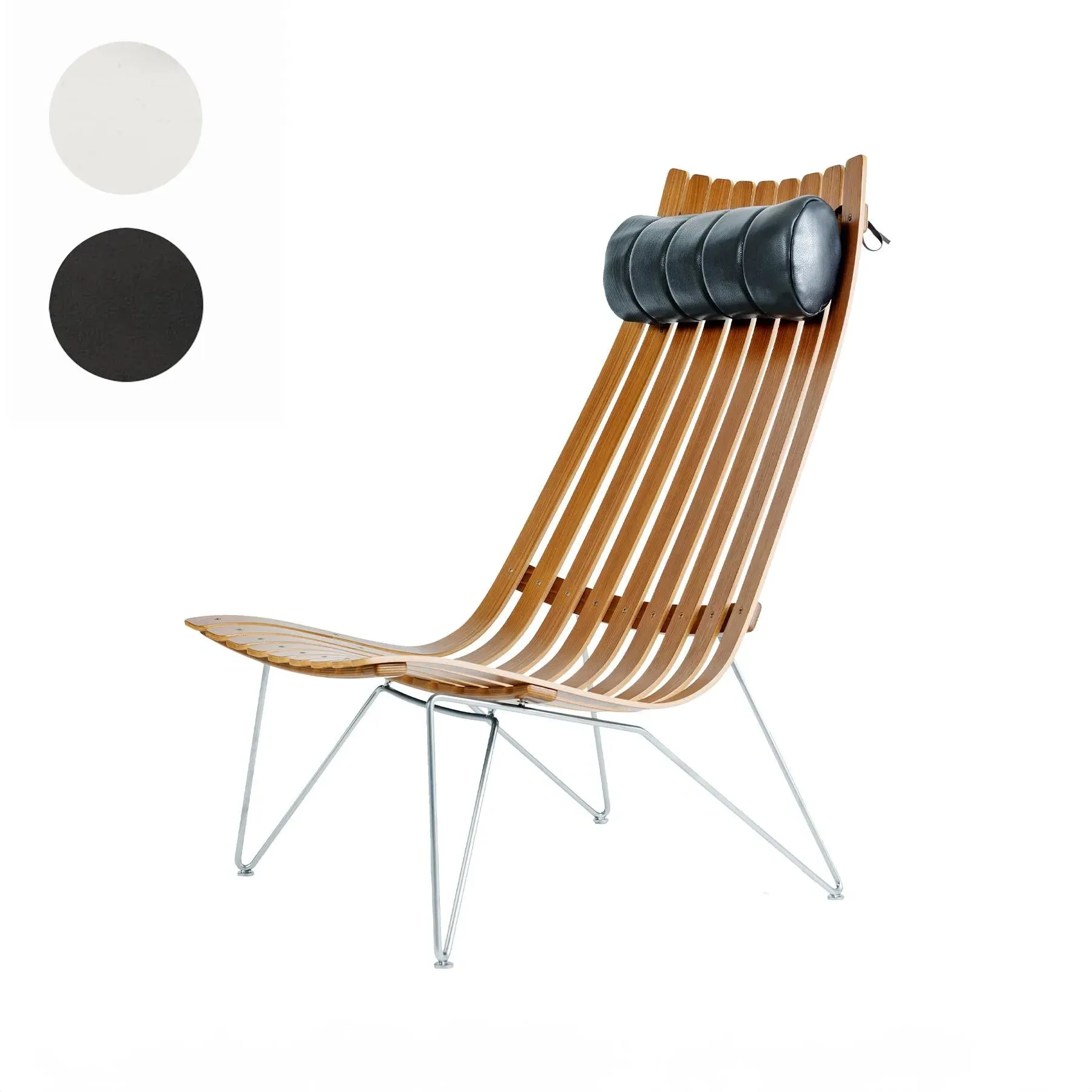 High-Back Lounge Chair with Swivel - White, Wood