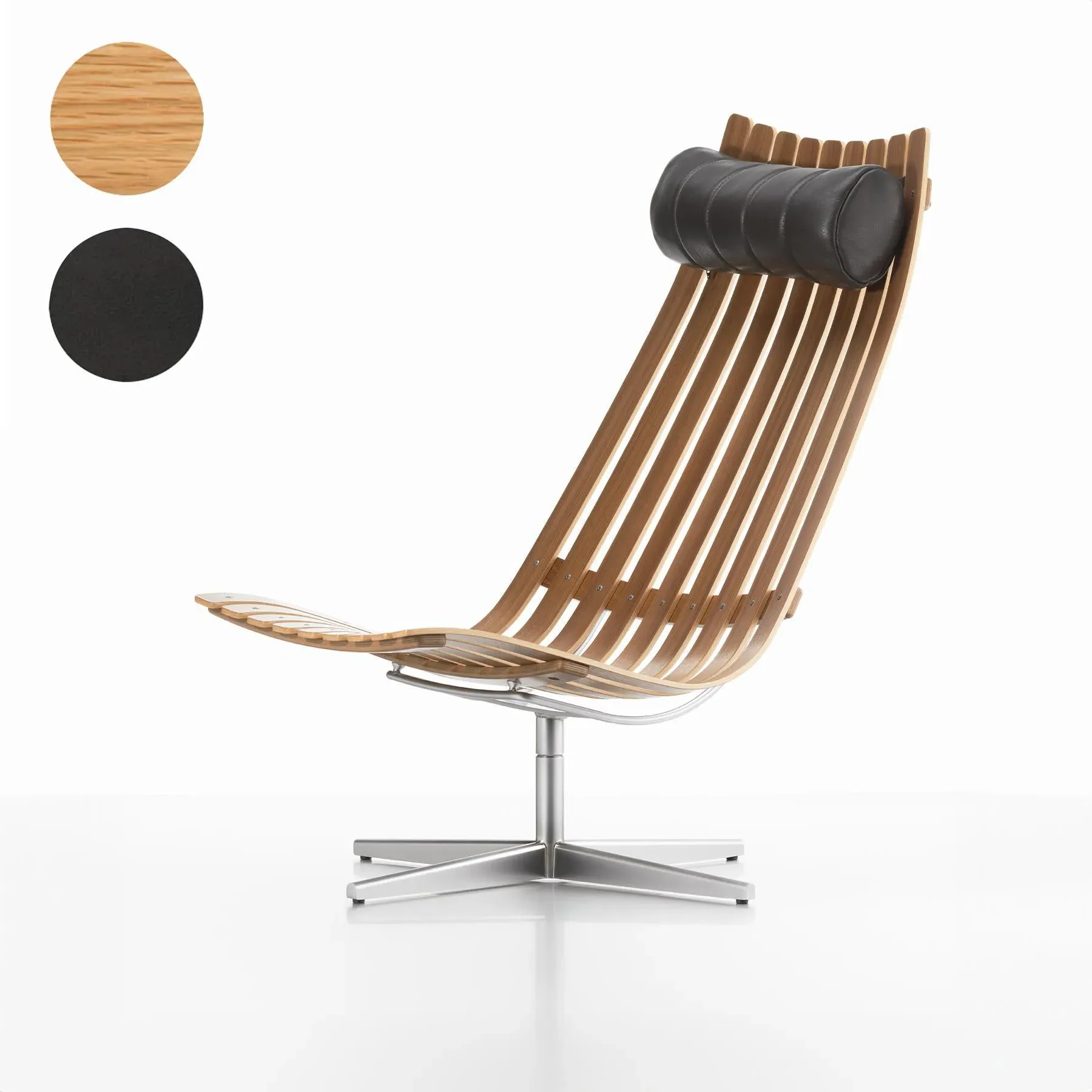 High-Back Swivel Lounge Chair - Oak, Veneer image