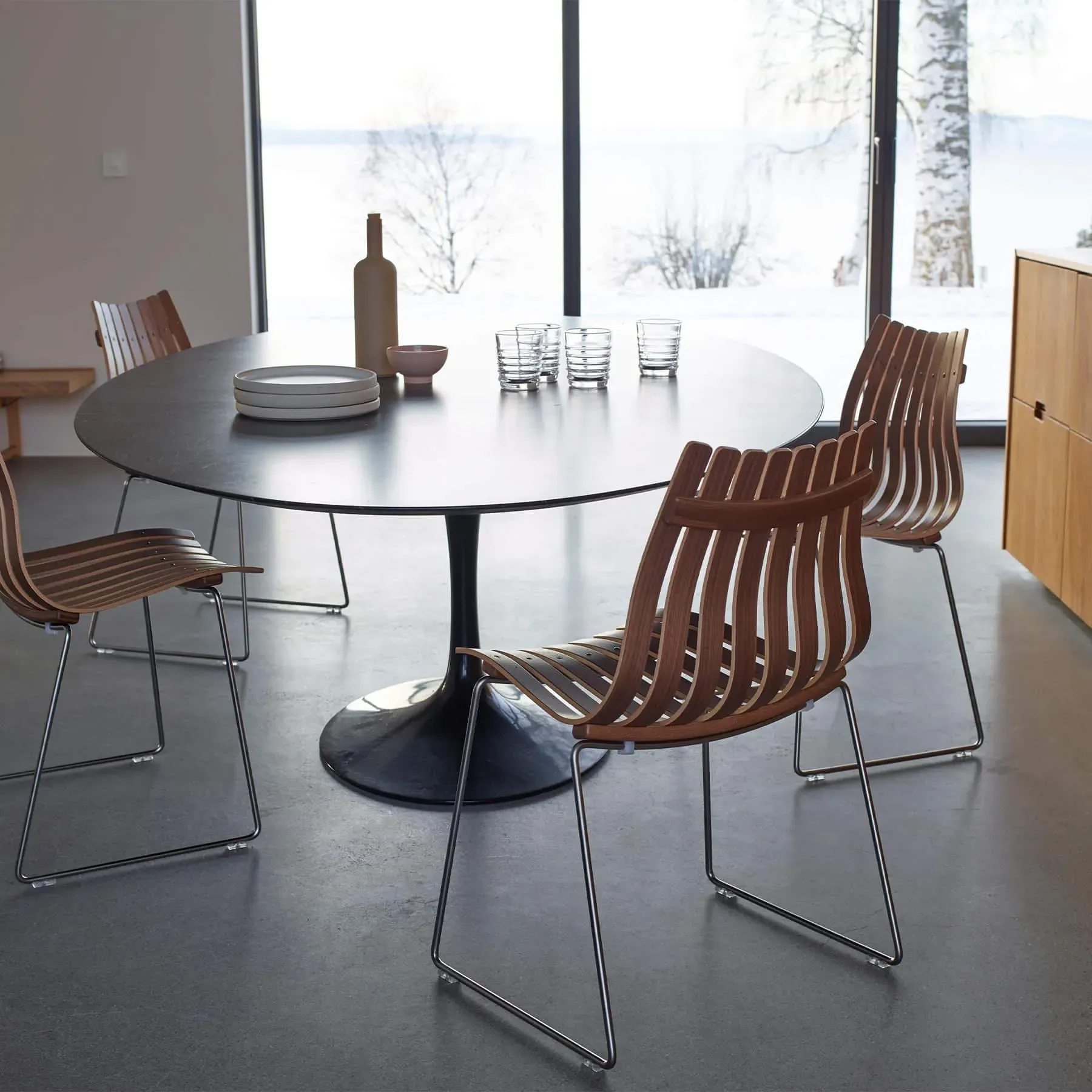 Junior Dining Chair - Walnut, Chrome Base