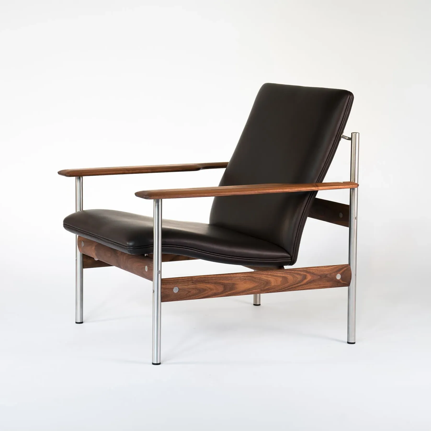 Lounge Chair with Steel Base - Tan, Leather