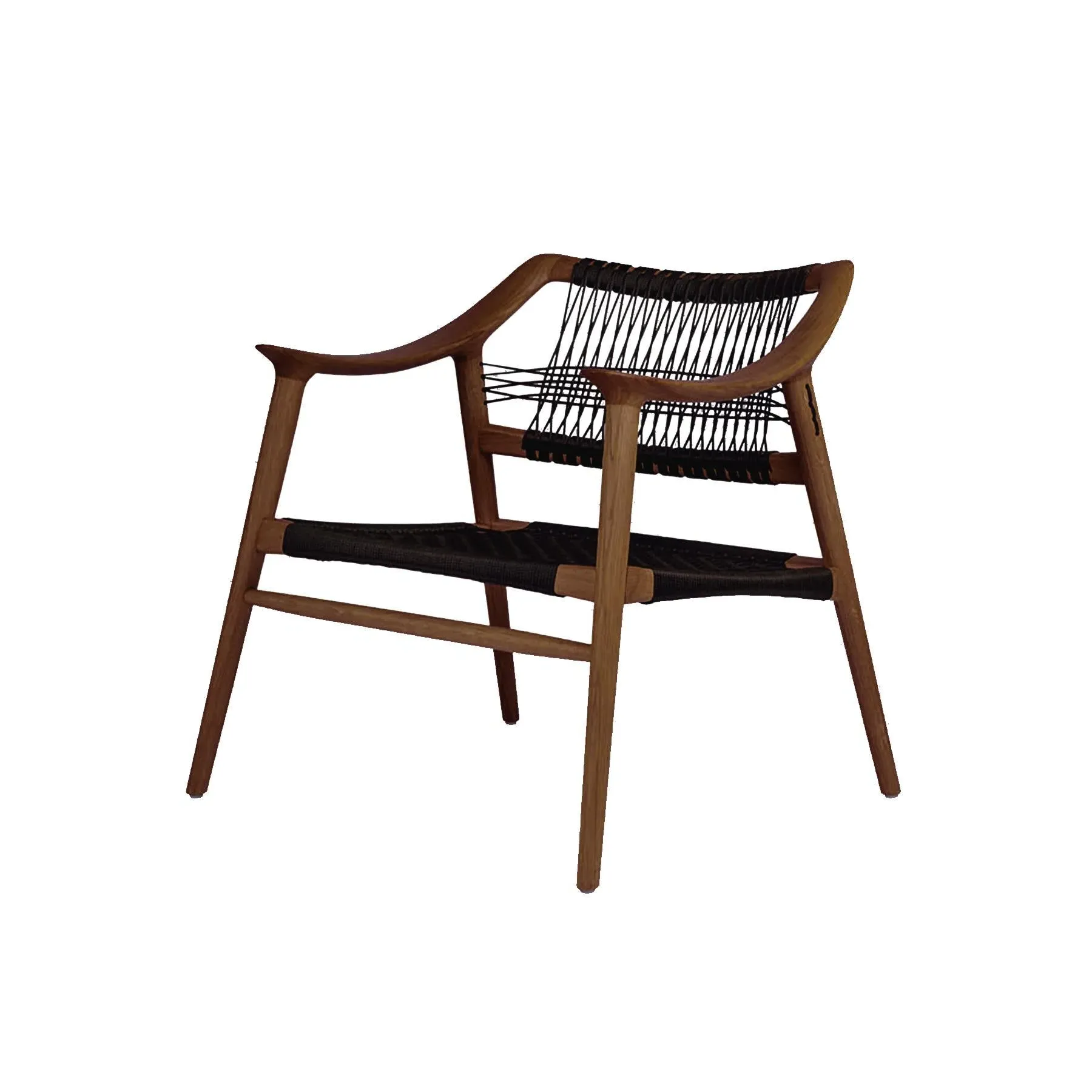 Lounge Chair with Woven Cord - Black, Walnut