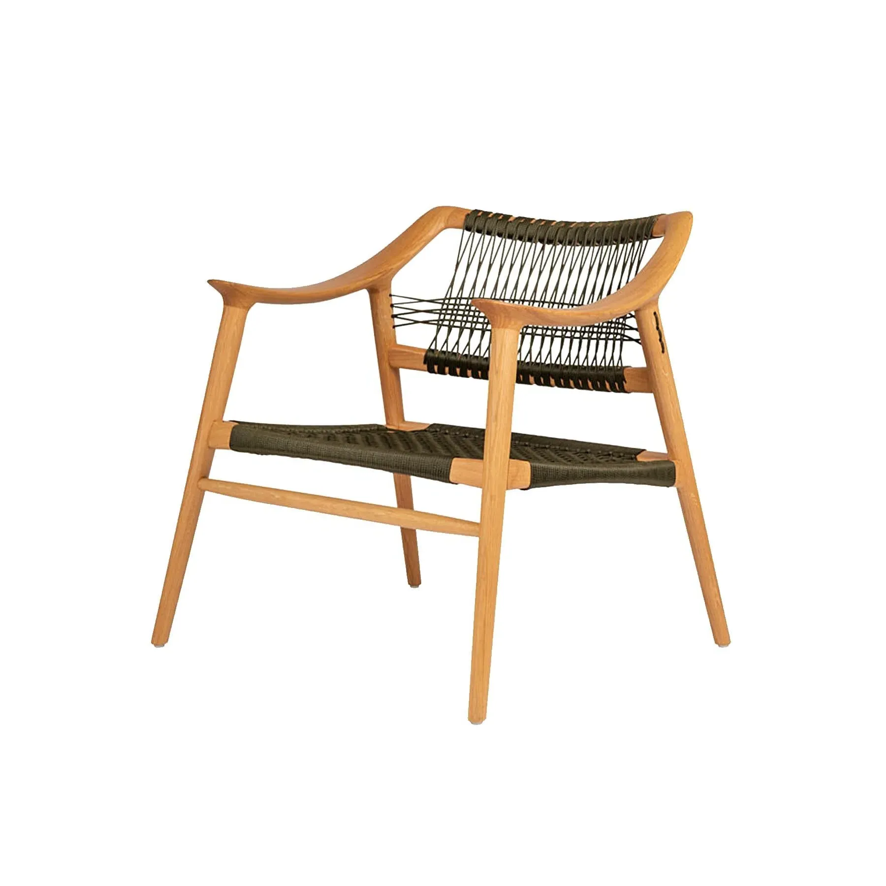 Lounge Chair with Woven Cord - Green, Oak