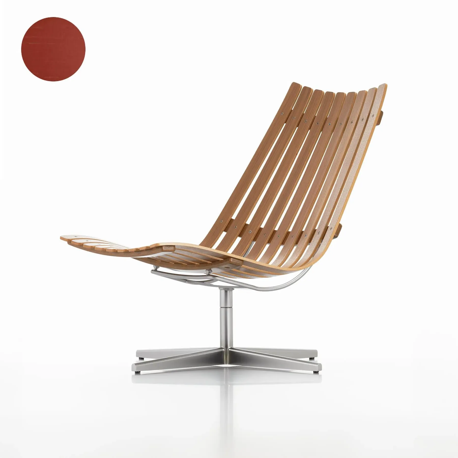 Nett Swivel Lounge Chair - Red, Oak image
