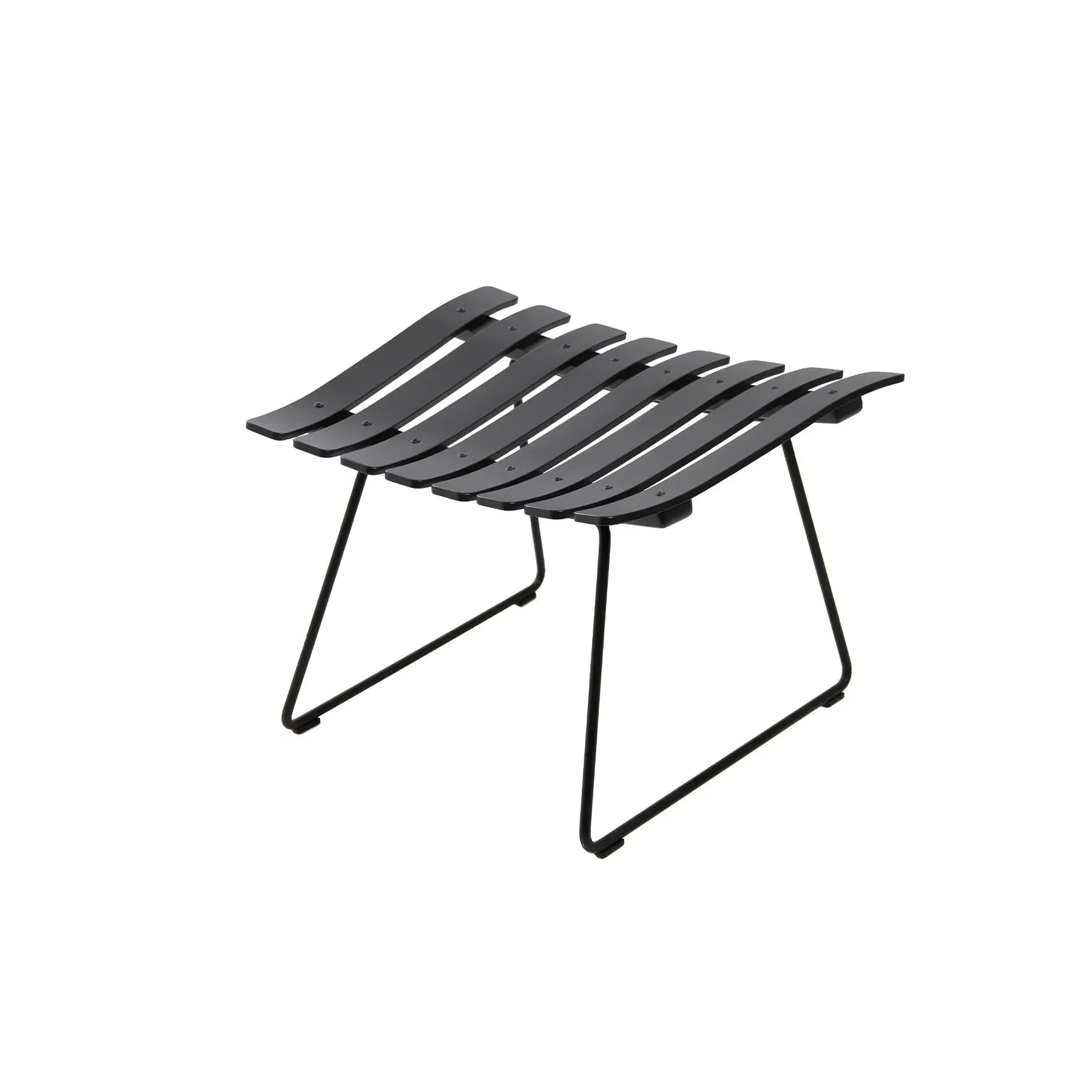 Ottoman with Chrome Base - Black, Lacquered Wood