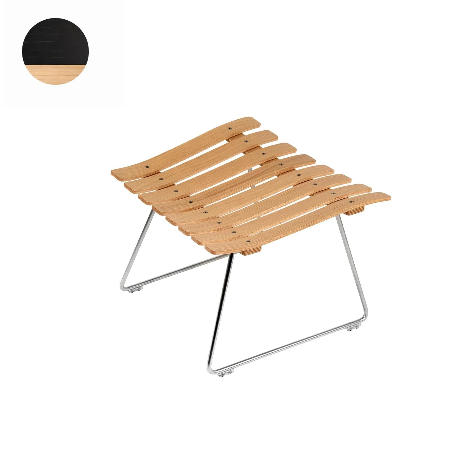 Ottoman with Chrome Base - Black, Lacquered Wood