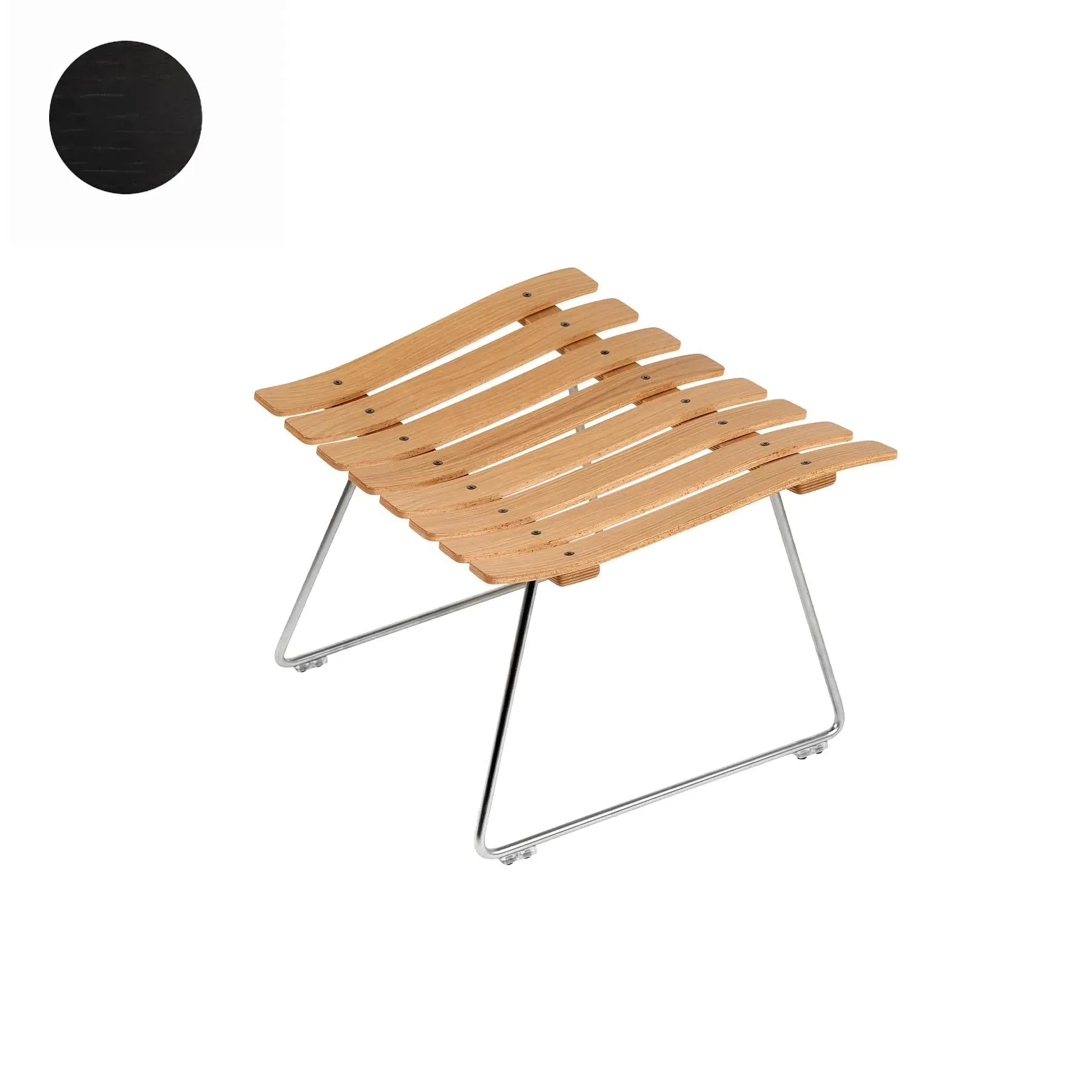 Ottoman with Chrome Base - Black, Lacquered Wood