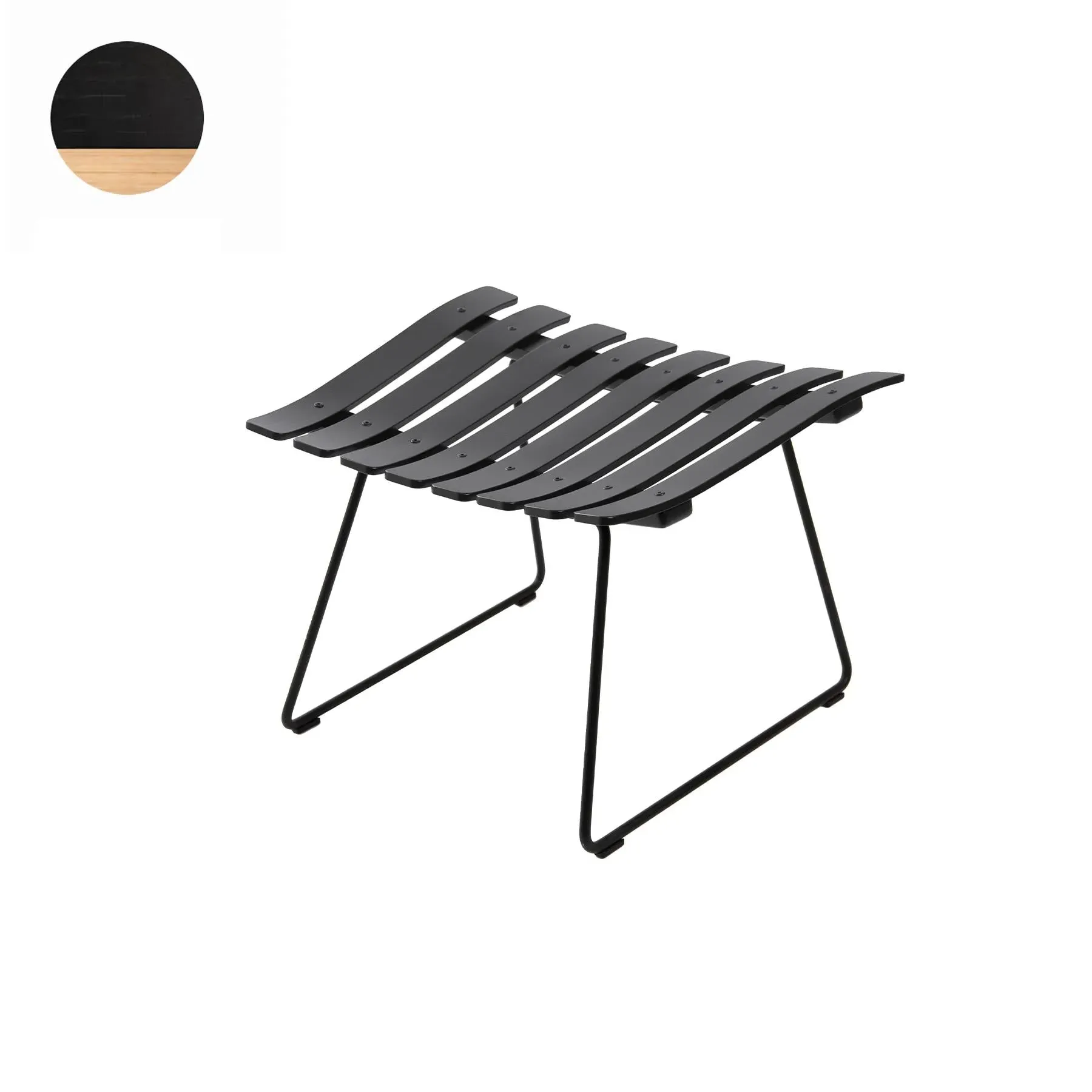 Ottoman with Chrome Base - Black, Oak