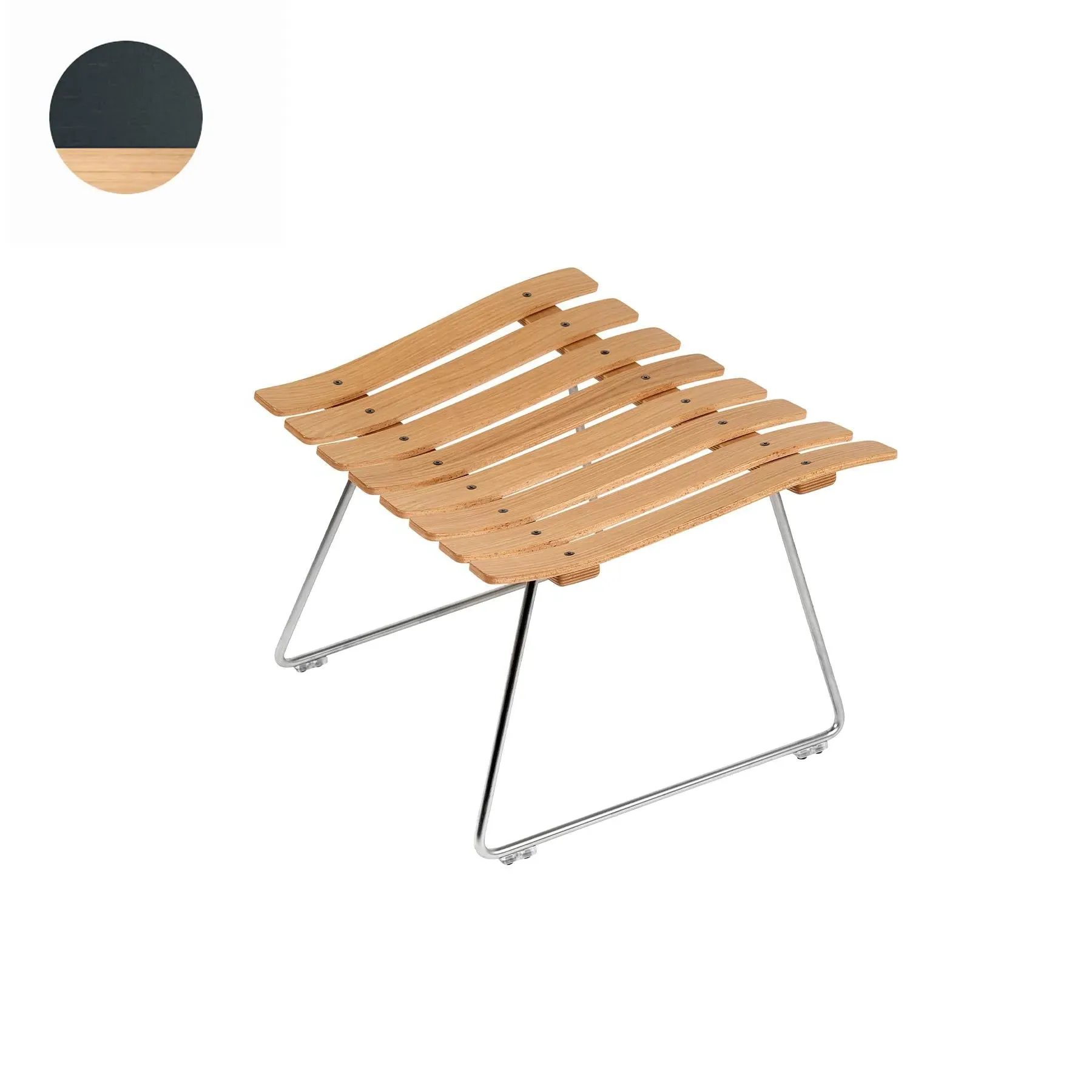 Ottoman with Chrome Base - Blue, Lacquered Wood