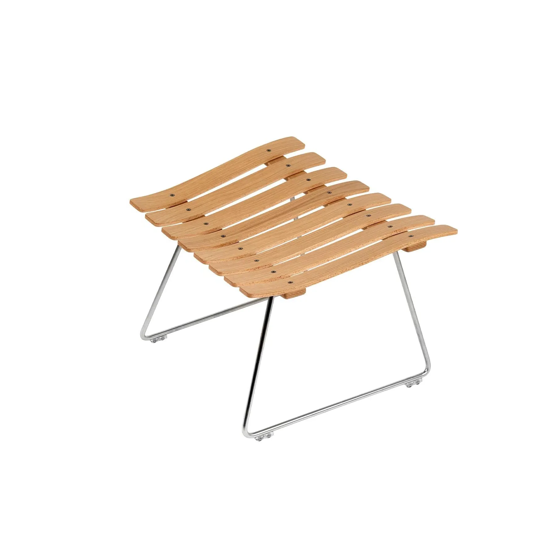 Ottoman with Chrome Base - Blue, Oak