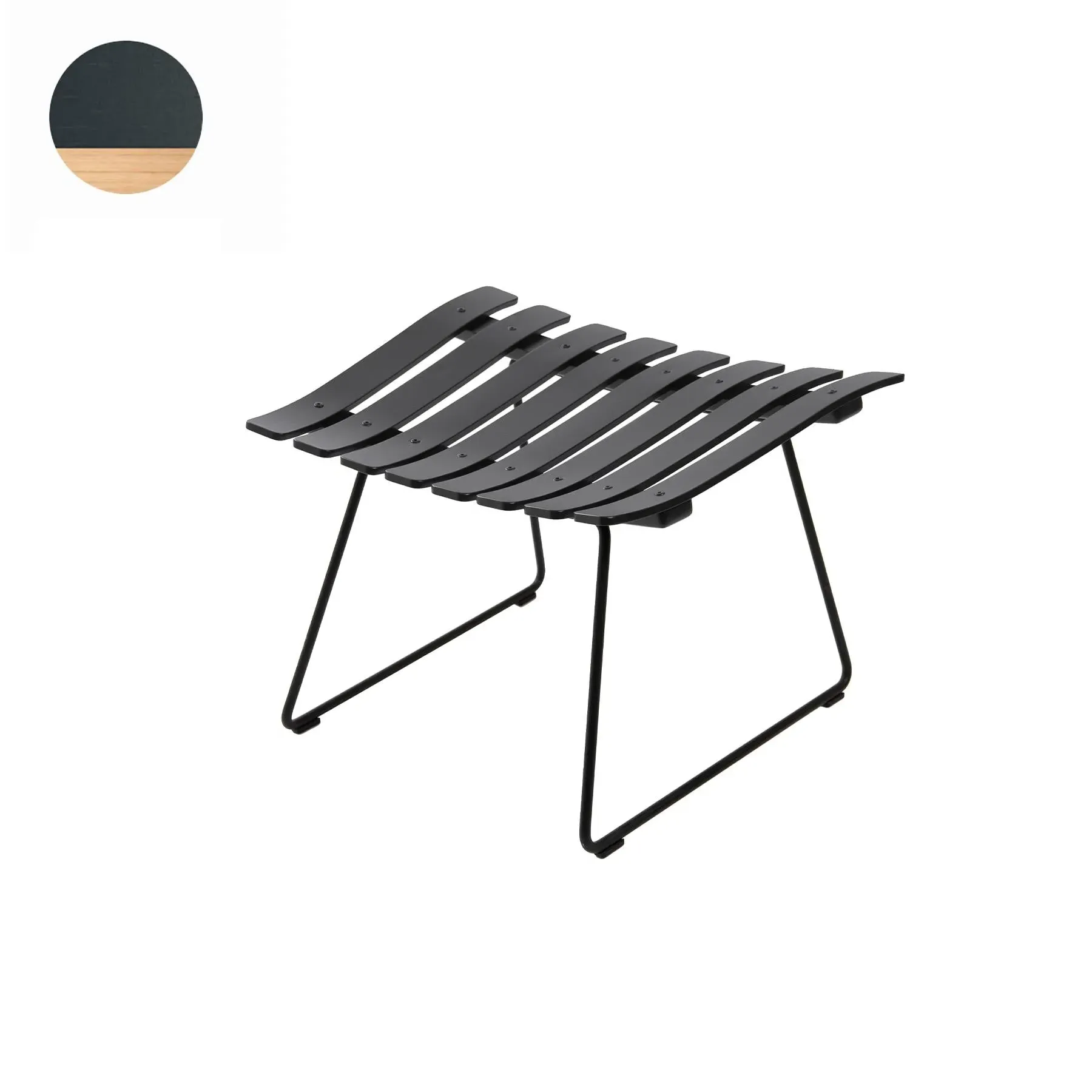 Ottoman with Chrome Base - Blue, Oak