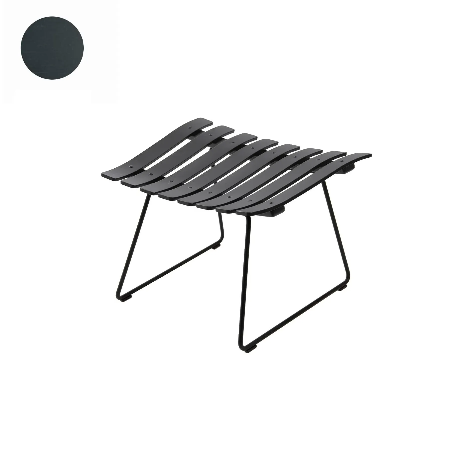 Ottoman with Chrome Base - Blue, Oak