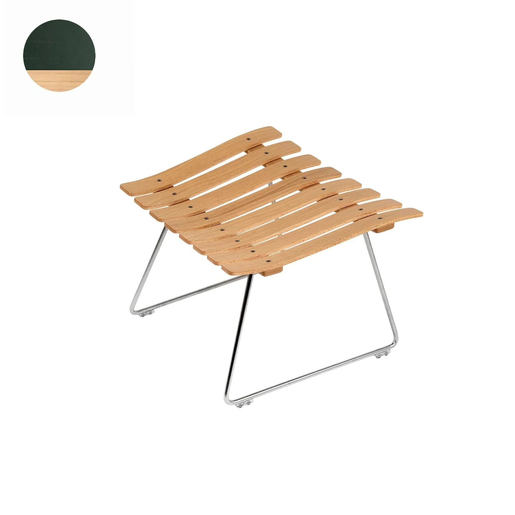 Ottoman with Chrome Base - Green, Lacquered Wood