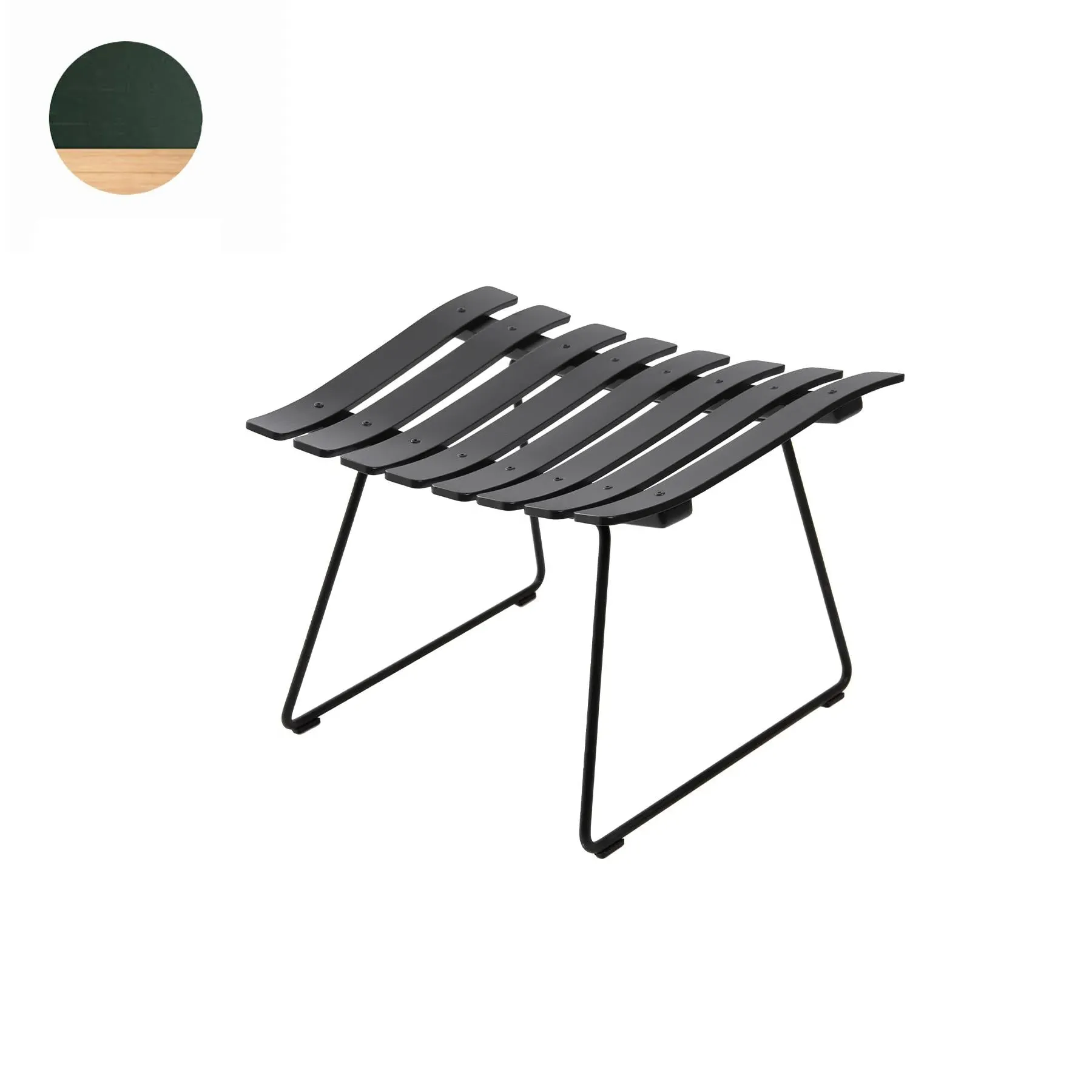 Ottoman with Chrome Base - Green, Oak