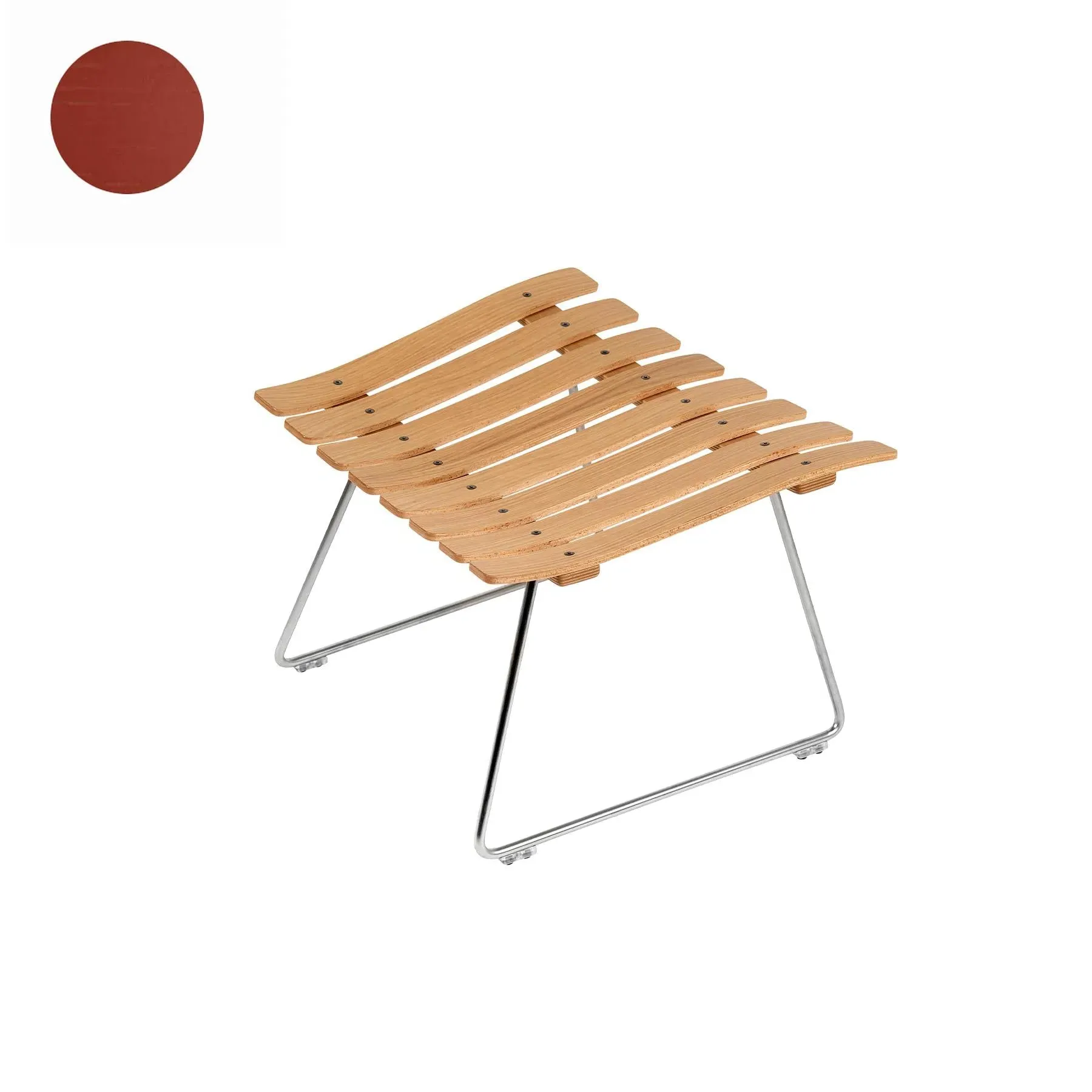 Ottoman with Chrome Base - Oak, Lacquered Wood