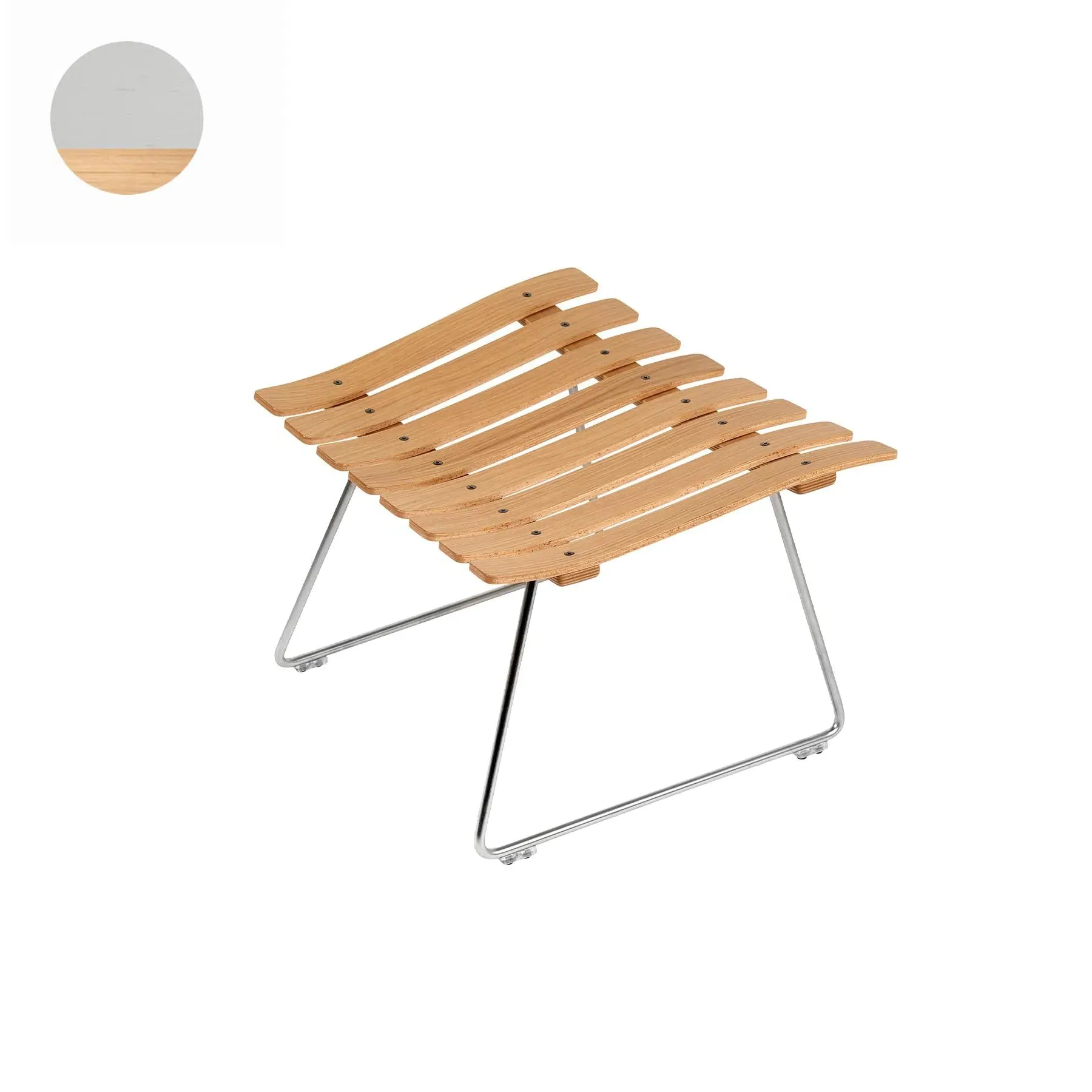 Ottoman with Chrome Base - Red, Oak