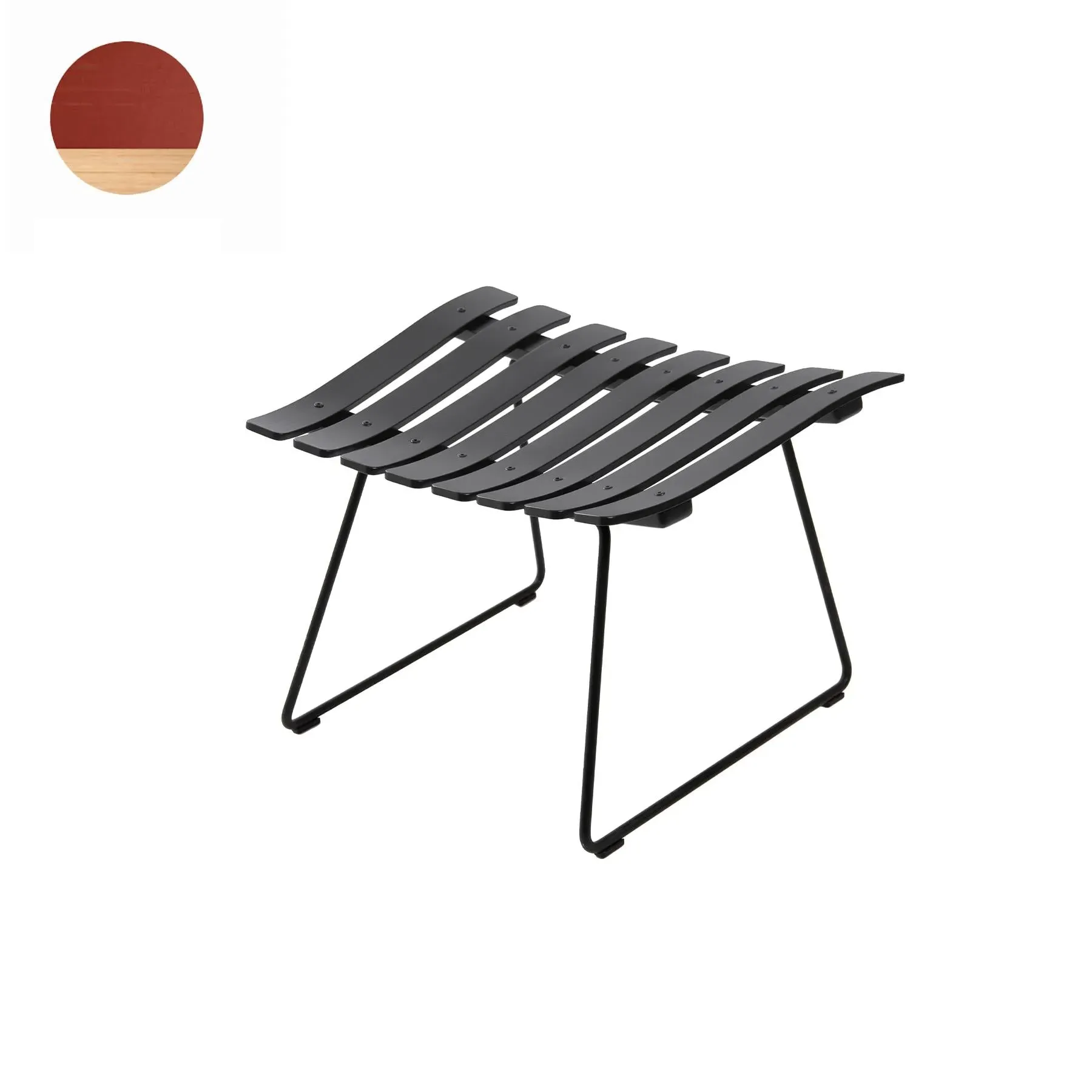 Ottoman with Chrome Base - Red, Oak