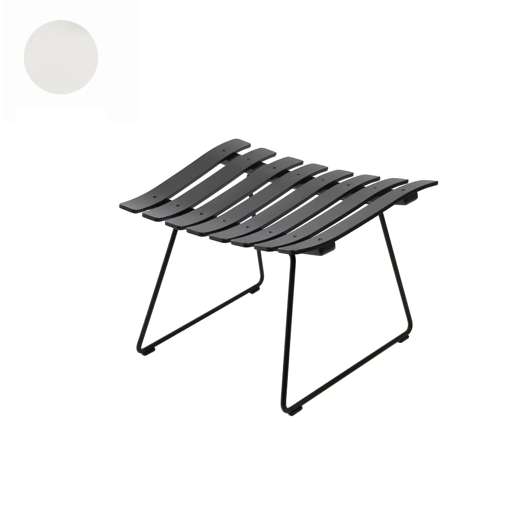 Ottoman with Chrome Base - White, Lacquered Wood