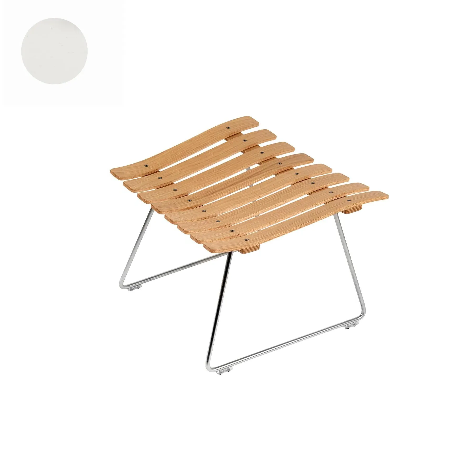 Ottoman with Chrome Base - White, Lacquered Wood