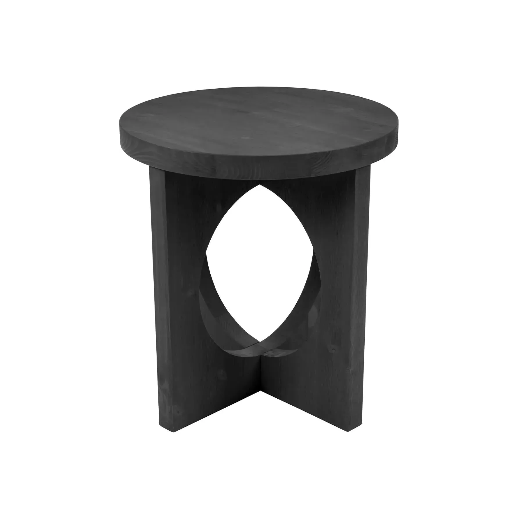 Round Side Table with Circle Detail - Black, Ash image