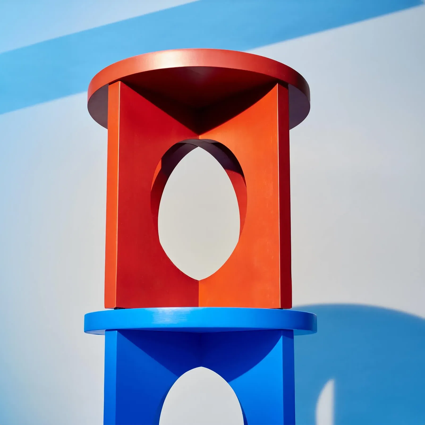 Round Side Table with Circle Detail - Blue, Ash