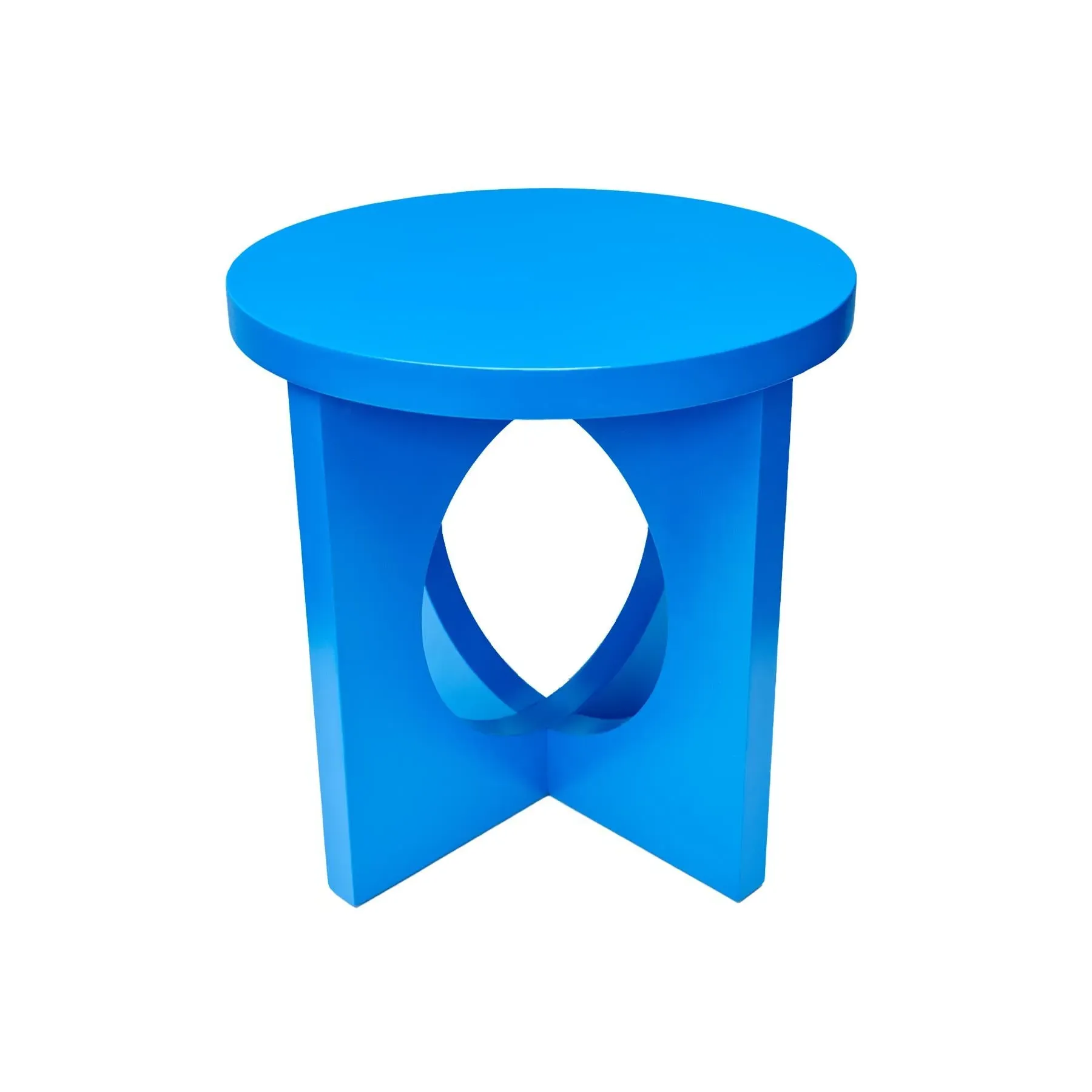 Round Side Table with Circle Detail - Blue, Ash