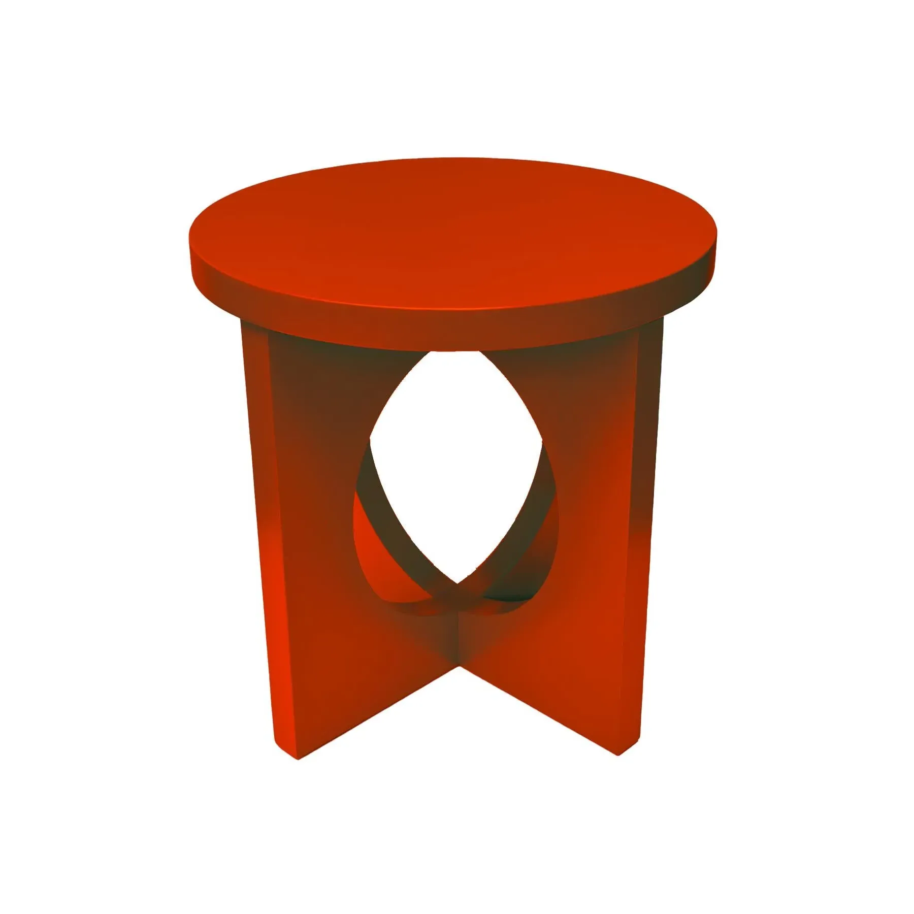 Round Side Table with Circle Detail - Red, Ash