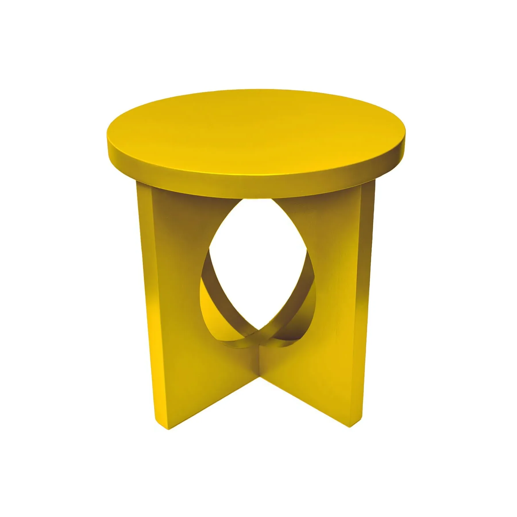 Round Side Table with Circle Detail - Yellow, Ash