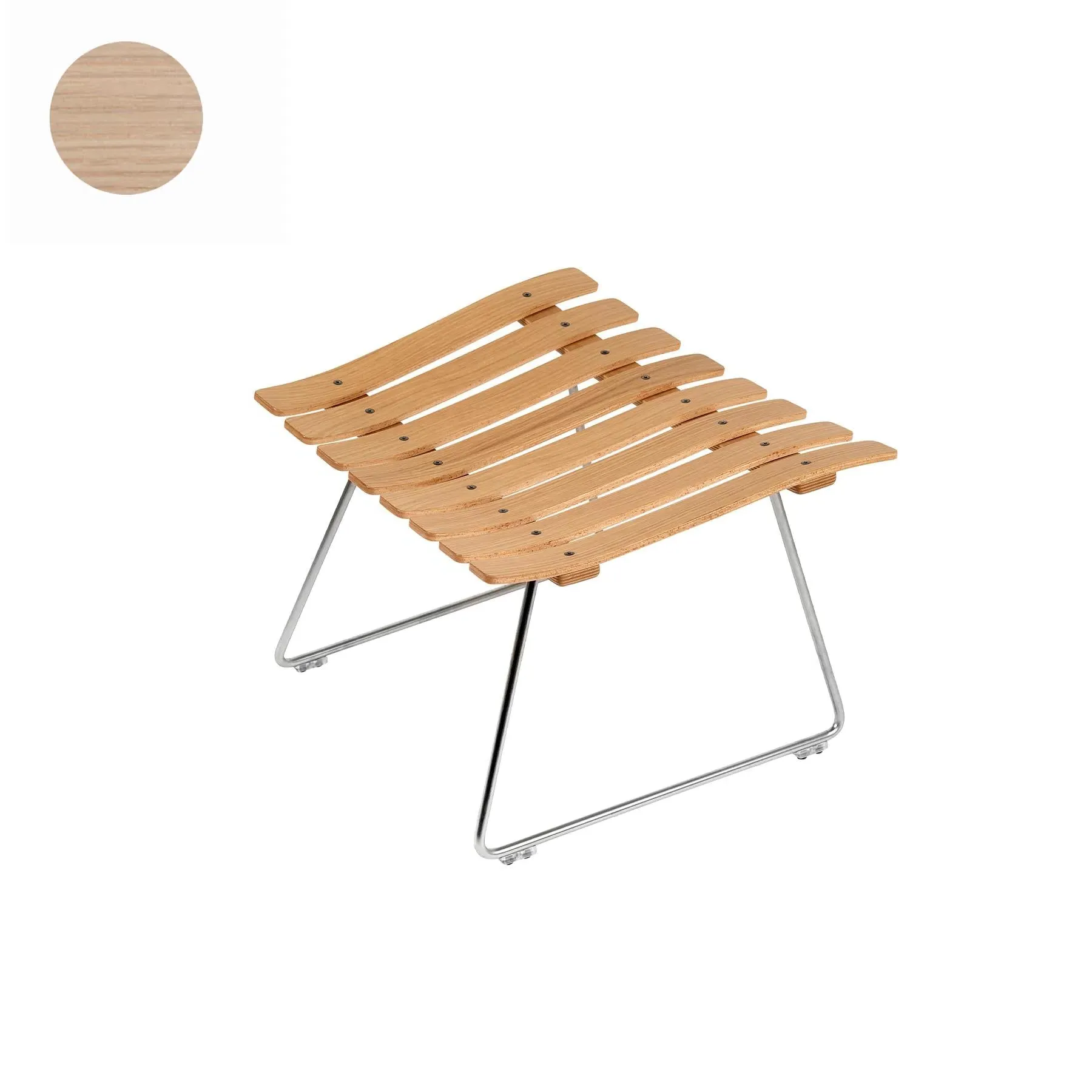 Scandia Ottoman - White Oak, Chrome Base image