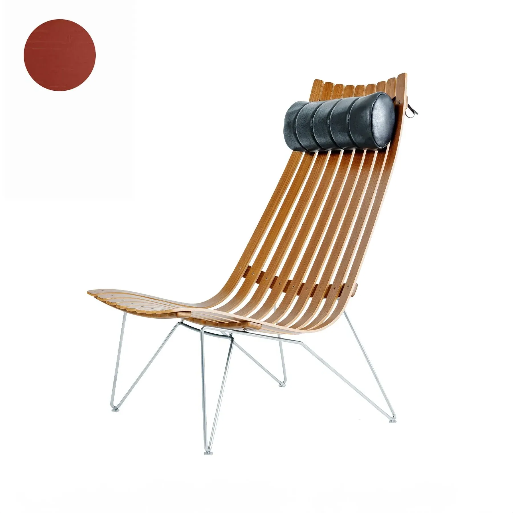 Senior Bolt Lounge Chair - Red, Wood