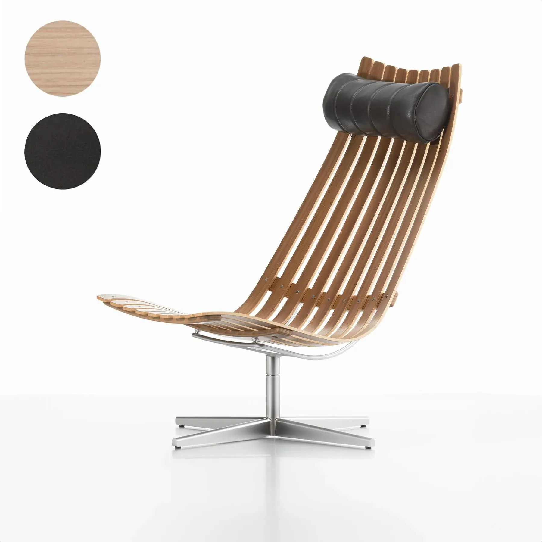 Senior Swivel Lounge Chair - White Oak, Black Base