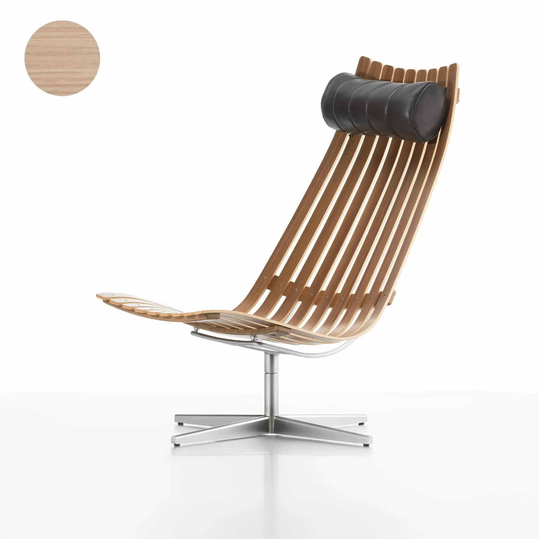 Senior Swivel Lounge Chair - White Oak, Chrome