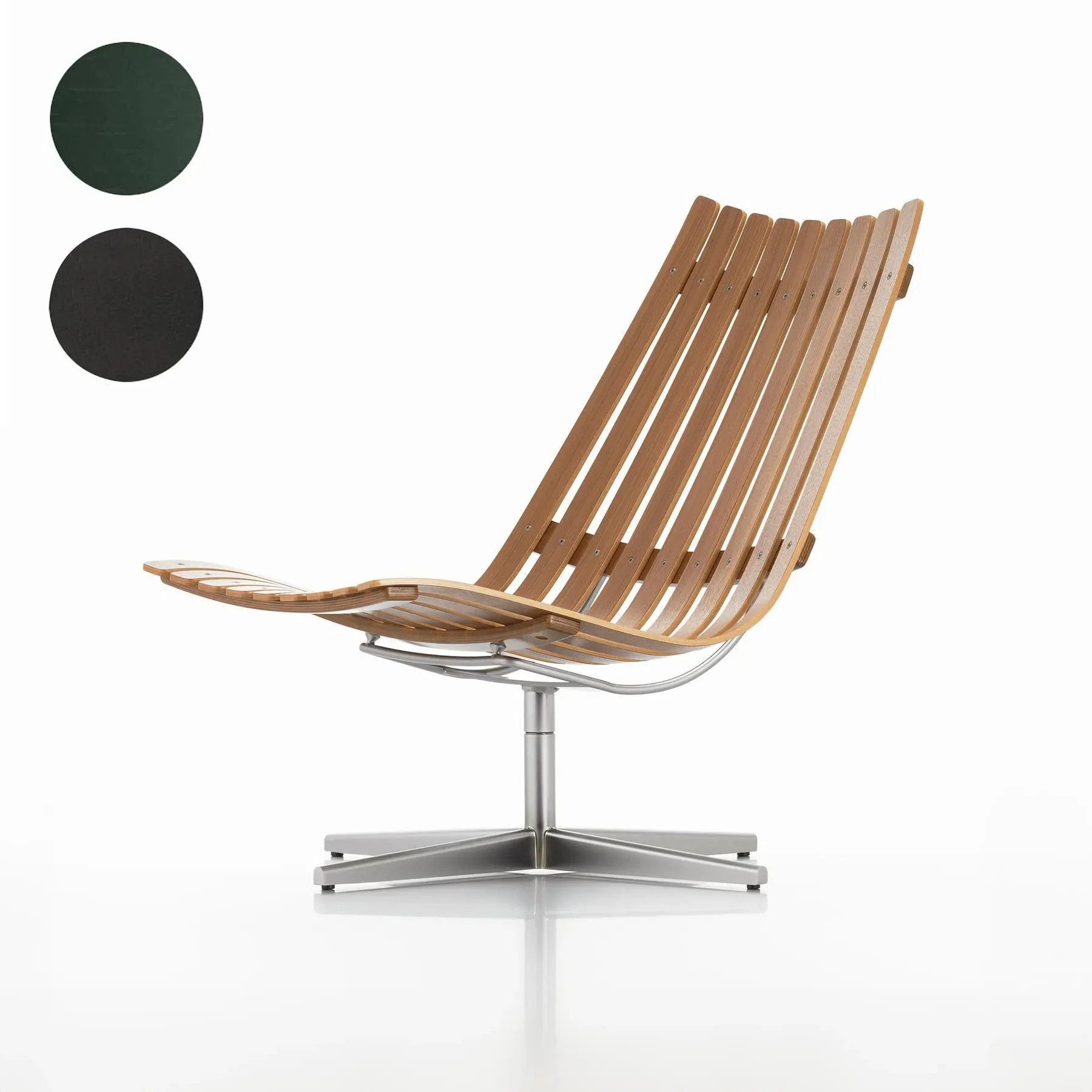 Swivel Lounge Chair with Black Base - Green, Oak image