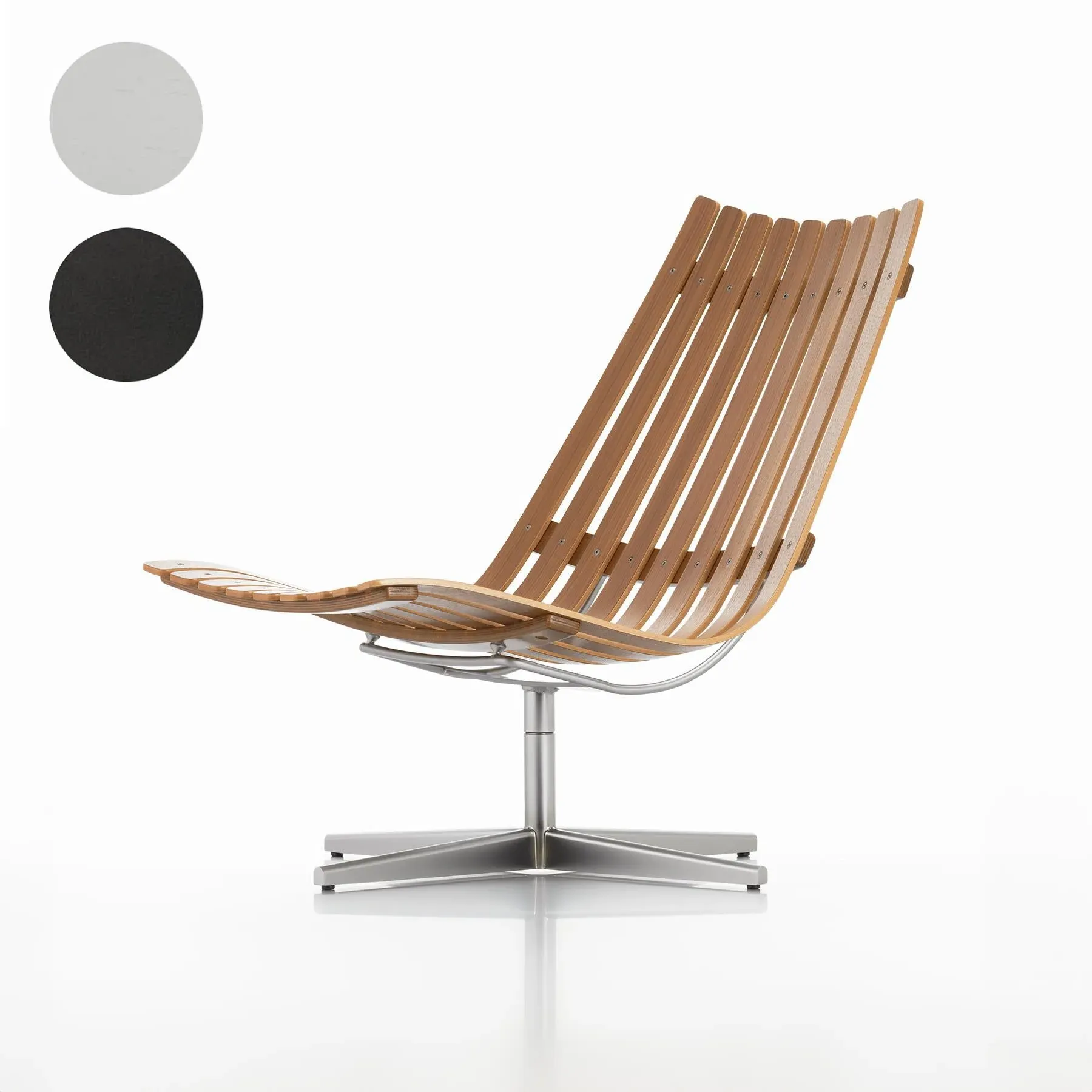 Swivel Lounge Chair with Slats - Grey, Oak