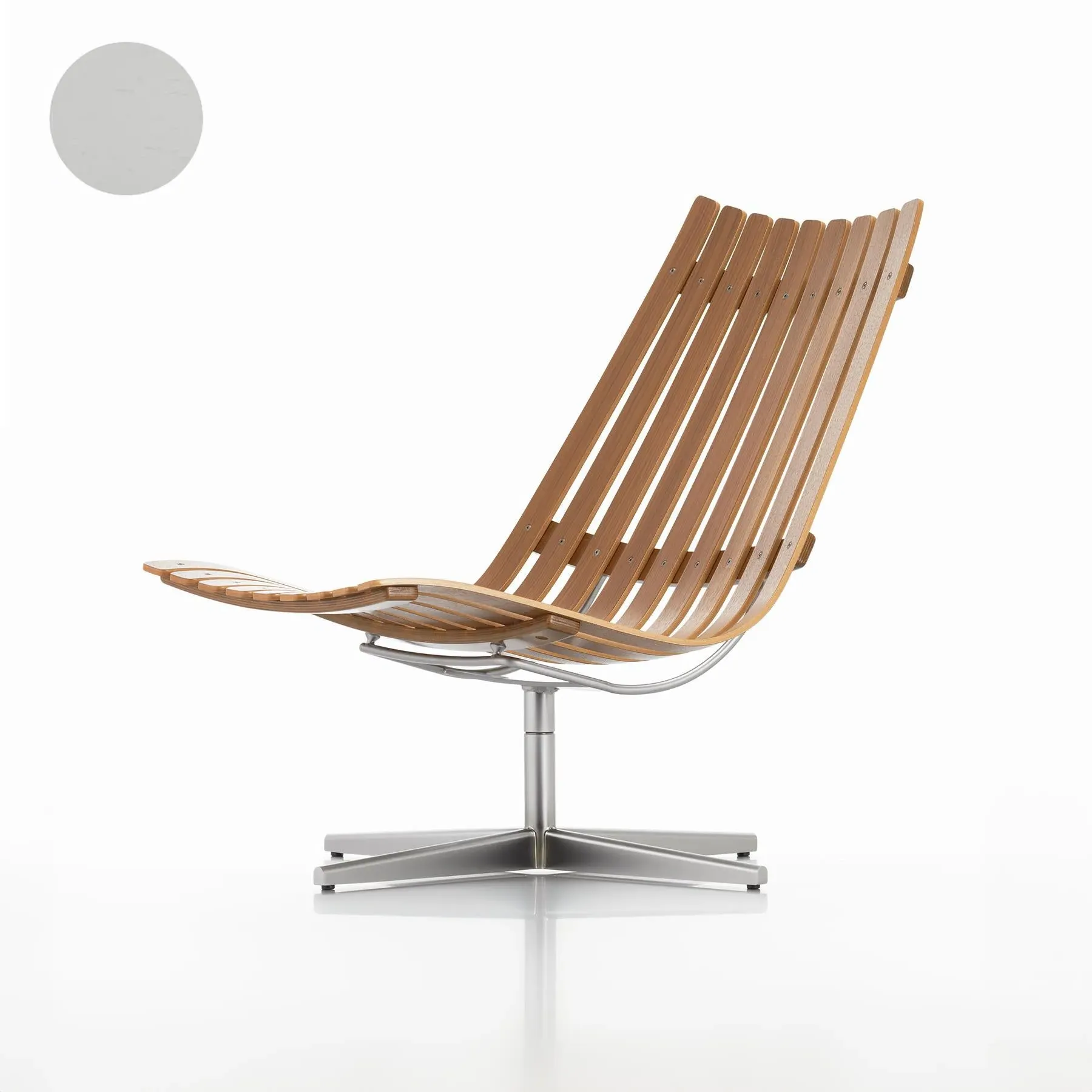 Swivel Lounge Chair with Slats - Light Grey