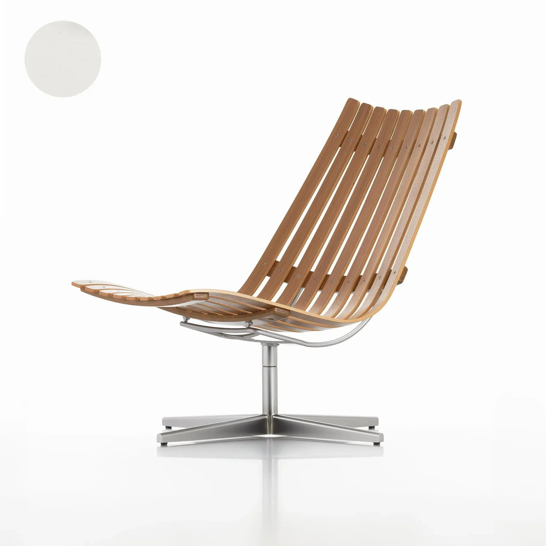 Swivel Lounge Chair with Slats - White, Oak image