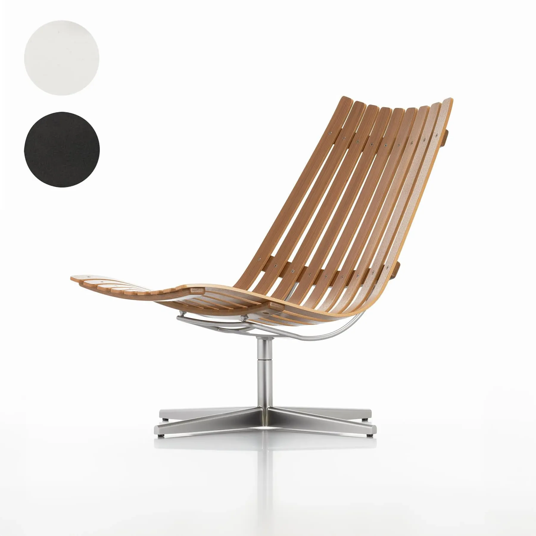 Swivel Lounge Chair with Slats - White, Oak
