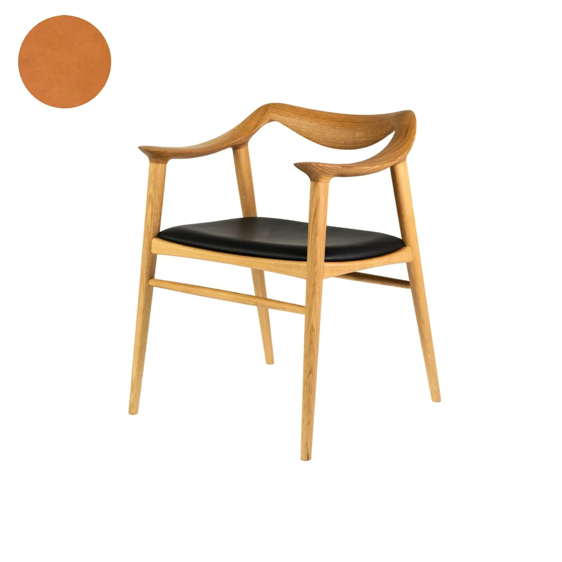 Upholstered Dining Chair - Black, Leather
