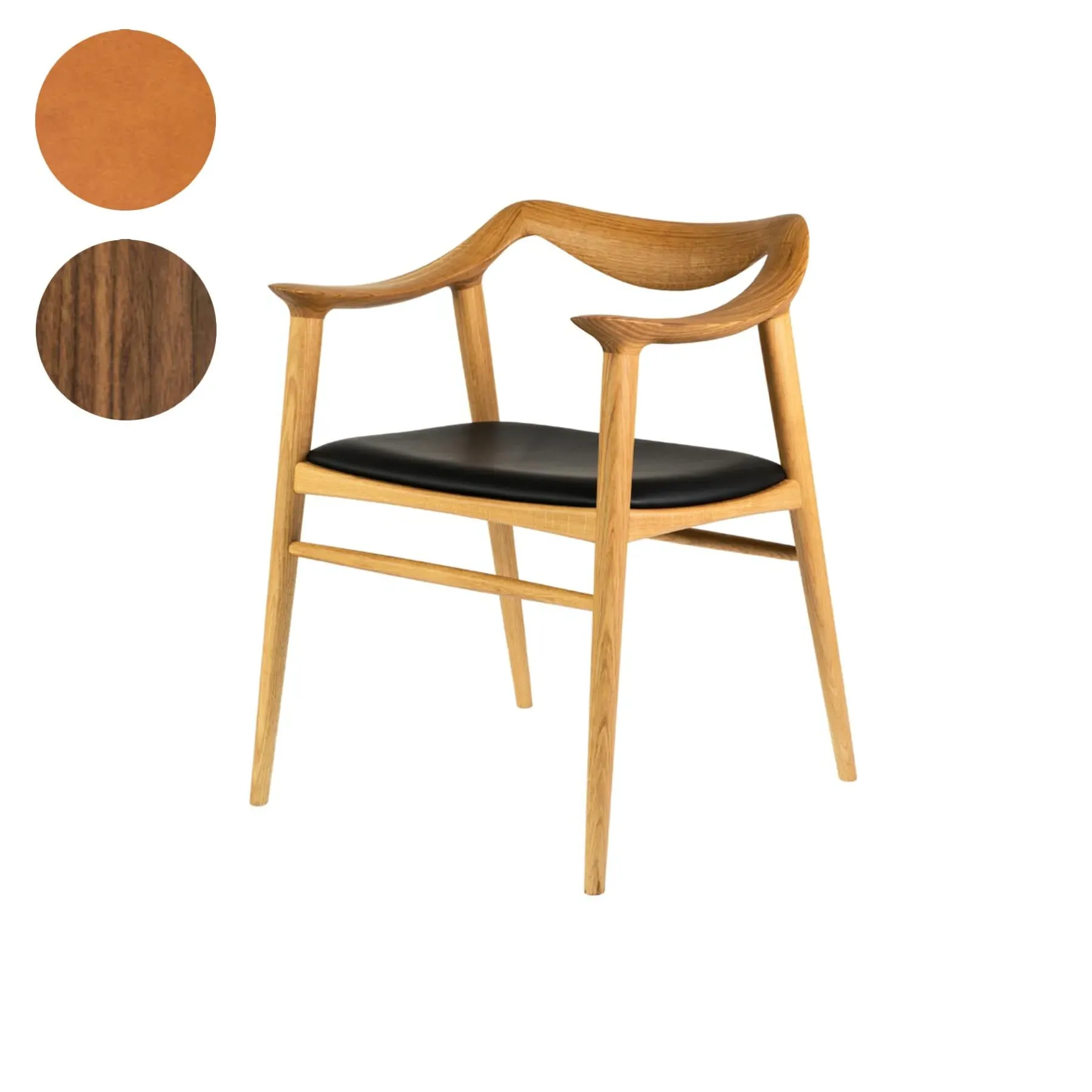 Upholstered Dining Chair - Brown, Leather