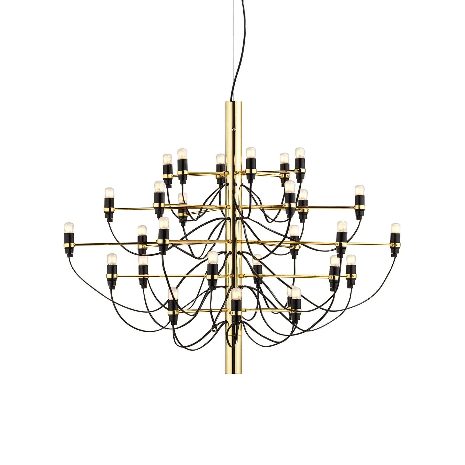 18-Light Chandelier with Clear Bulbs - Brass, Steel