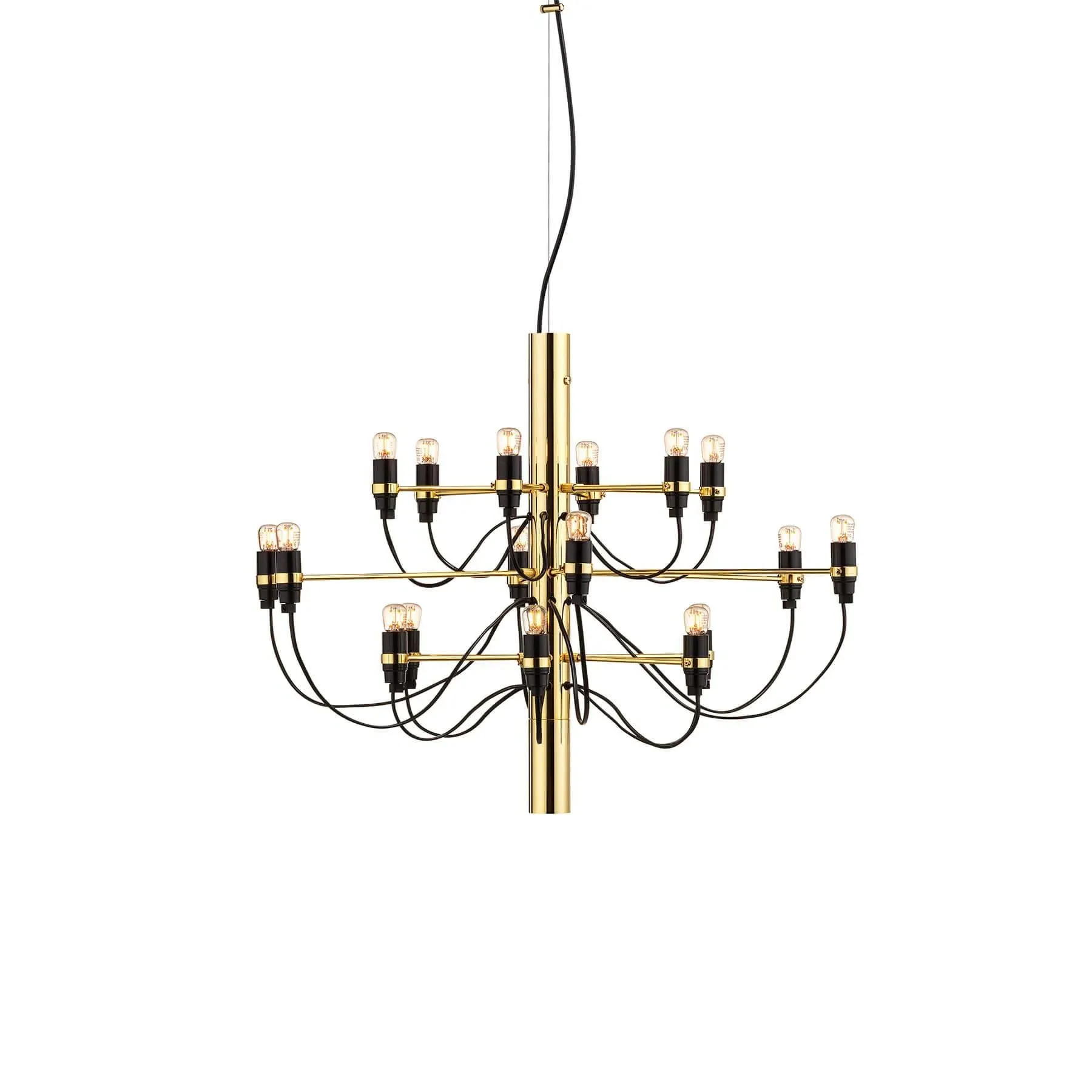 18-Light Chandelier with Clear Bulbs - Brass, Steel