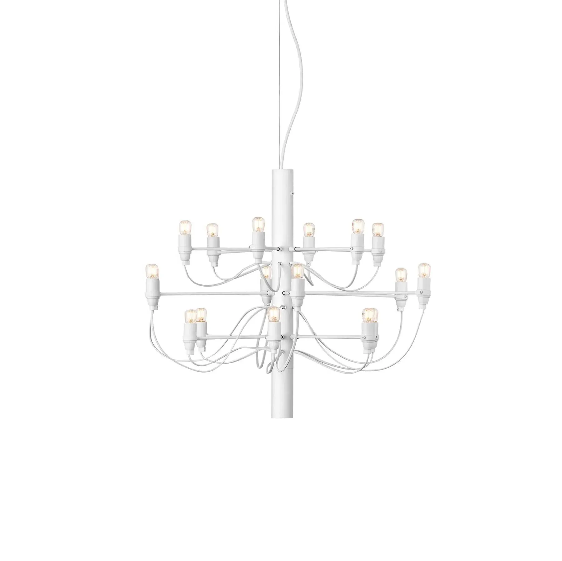 18-Light Chandelier with Clear Bulbs - White, Steel
