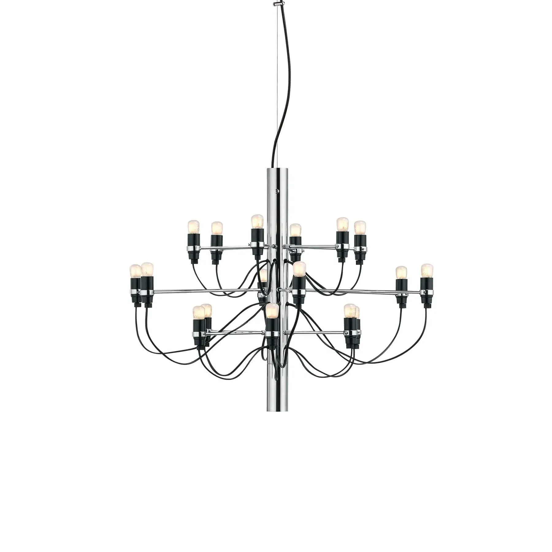 18-Light Chandelier with Frosted Bulbs - Chrome, Steel