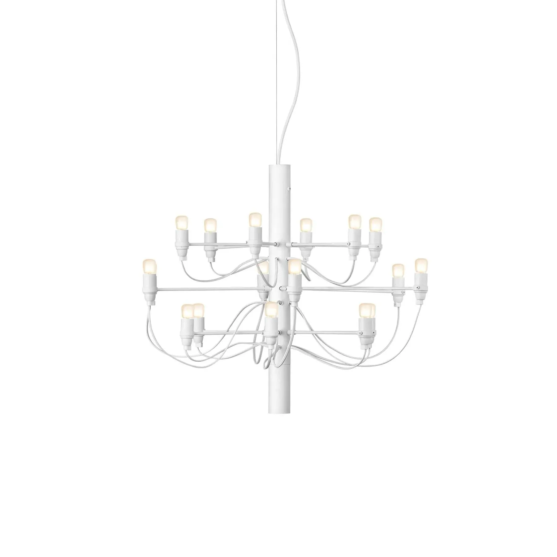 18-Light Chandelier with Frosted Bulbs - White, Steel