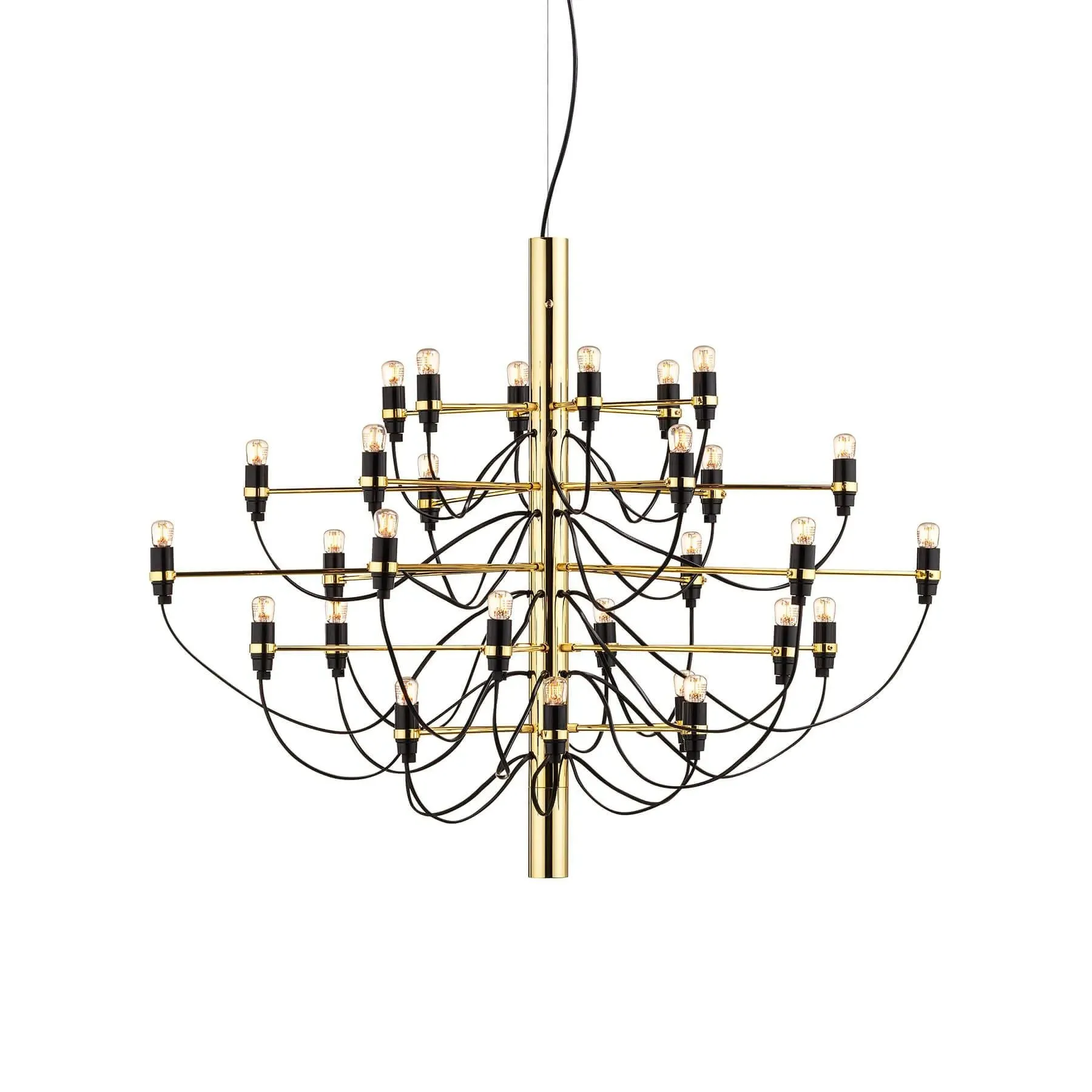30-Light Chandelier with Clear Bulbs - Brass, Steel
