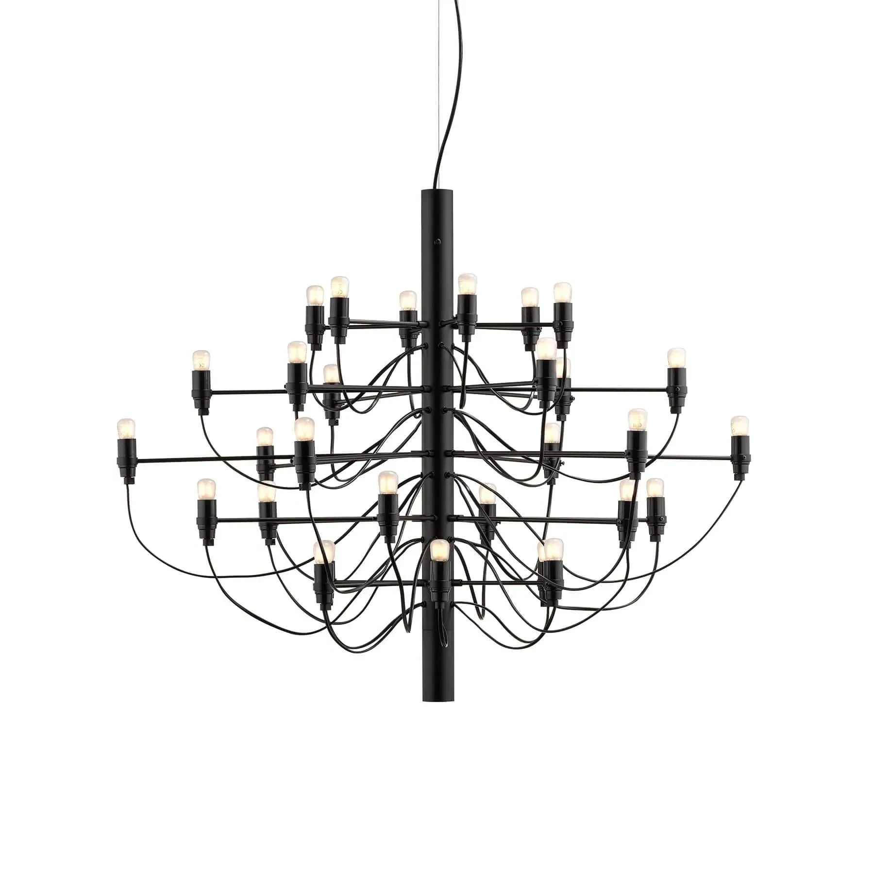 30-Light Chandelier with Frosted Bulbs - Black, Steel