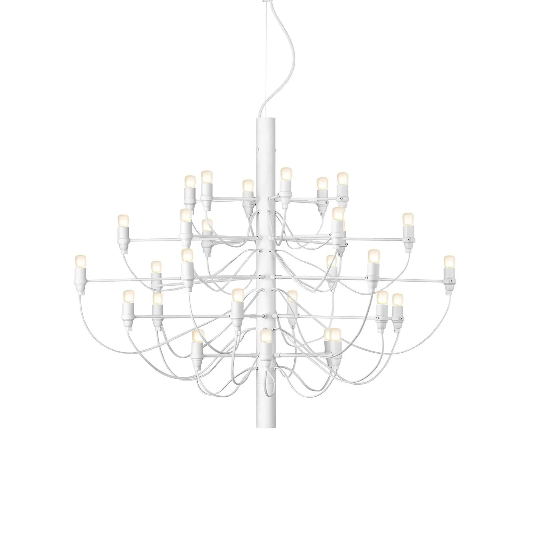 30-Light Chandelier with Frosted Bulbs - White, Steel