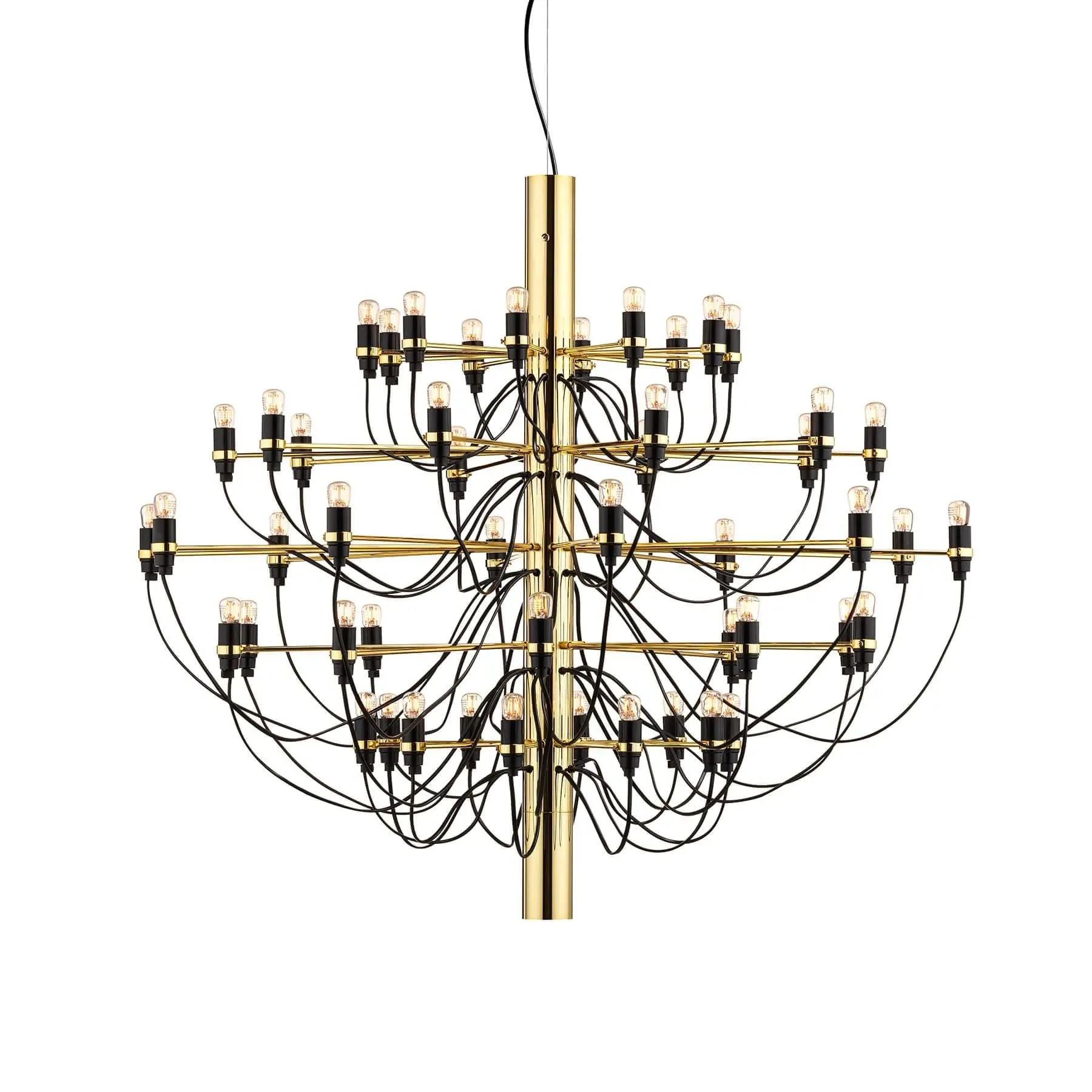 50-Light Chandelier with Clear Bulbs - Brass, Steel
