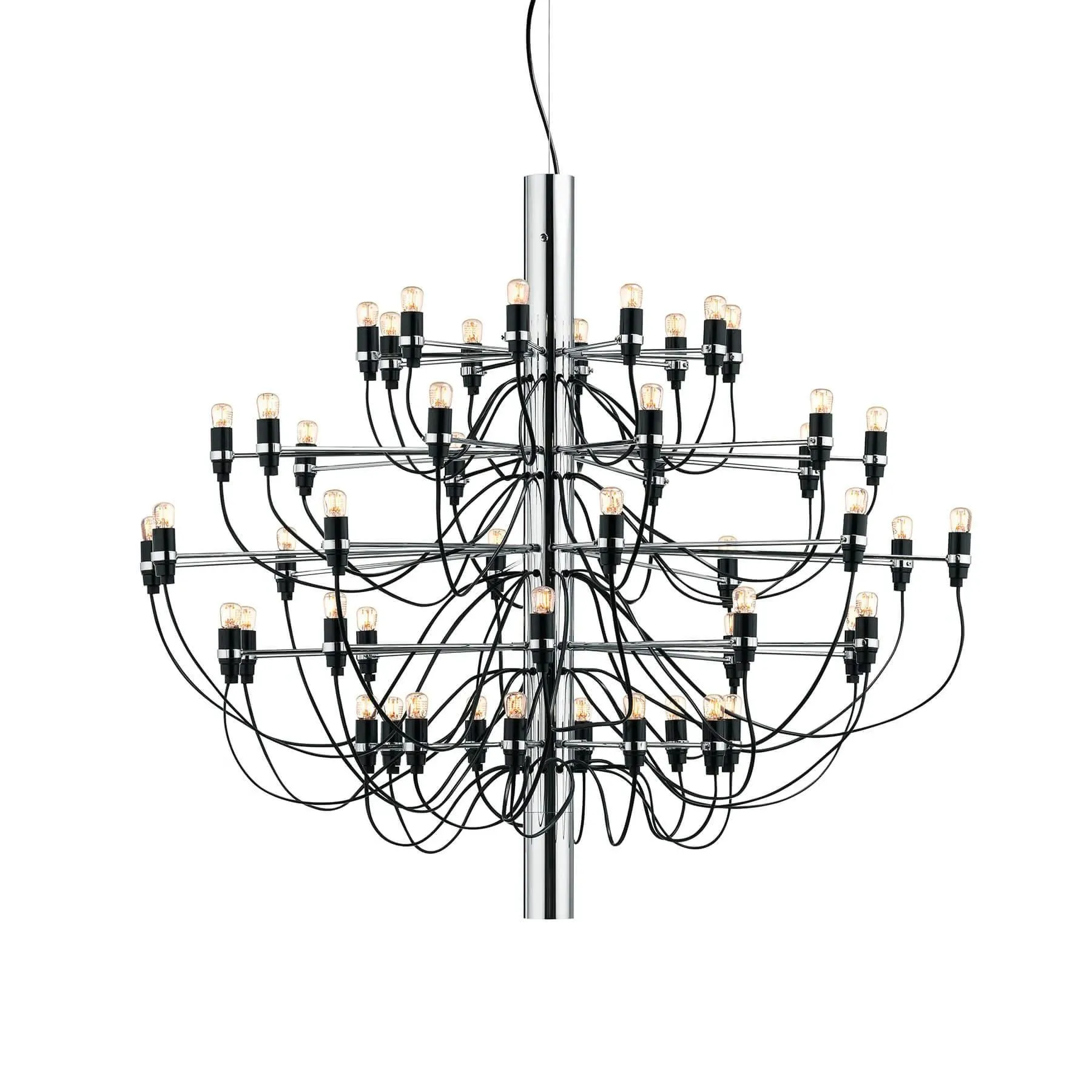 50-Light Chandelier with Clear Bulbs - Chrome, Steel